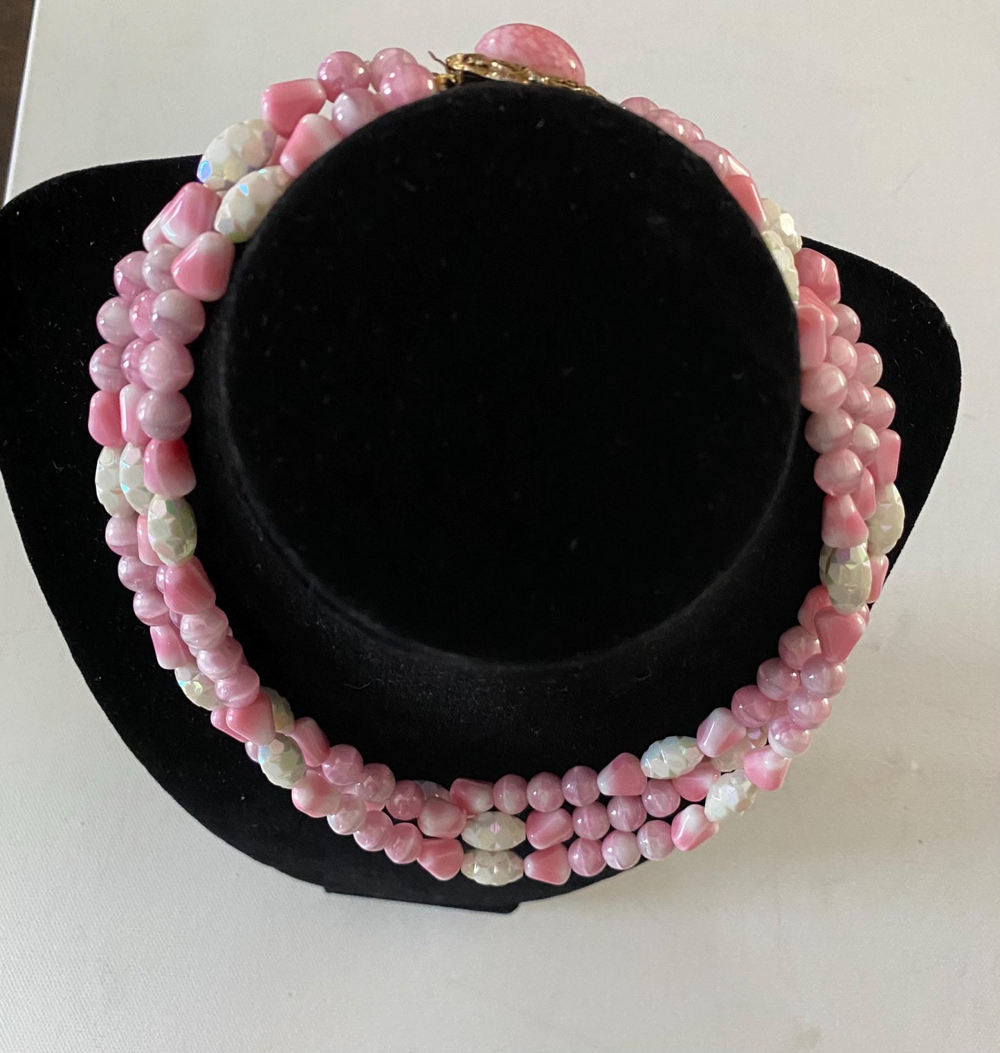 Vintage Pink & White Multi Strand Necklace Pink Layered Jewelry Lover Antiques and Vintage