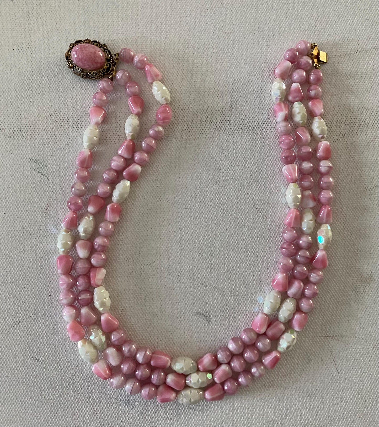 Vintage Aurora Borealis Style Crystals & Gold Necklace Fringe Jewelry Lover Antiques and Vintage
