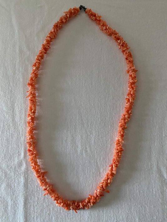 Vintage Coral Chip Twisted Strand Necklace Orange Bright Jewelry Unique Gift Lover Antiques and Vintage