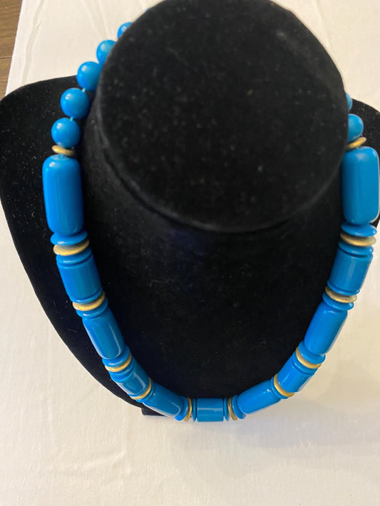 Vintage Electric Blue Necklace Geometric Style Jewelry Unique Gift Opportunity Lover Antiques and Vintage