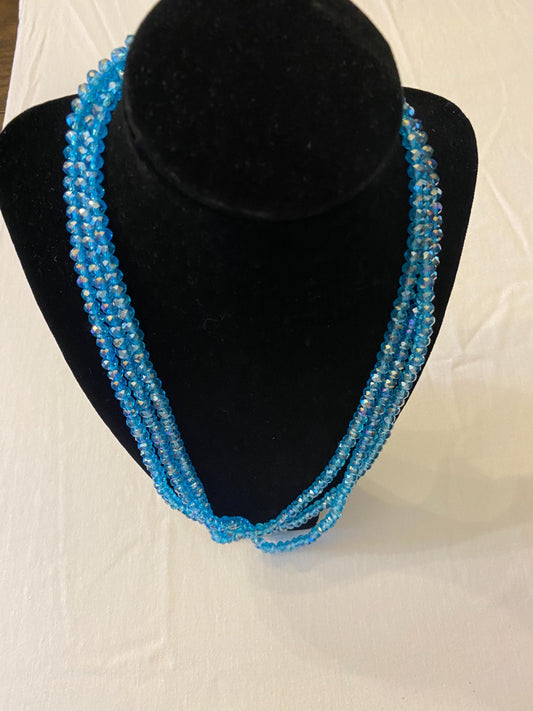 Vintage Blue Multi Strand Apatite Faceted Rondelle Beads Necklace Unique Gift Opportunity Lover Antiques and Vintage