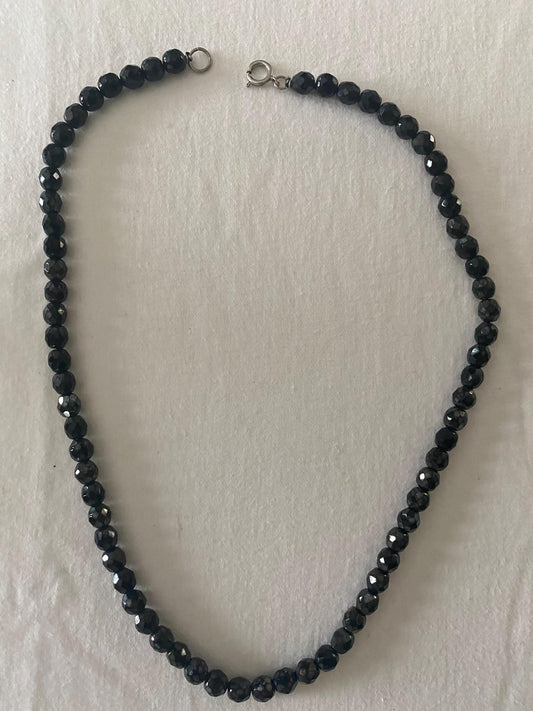 Vintage Black Faceted Bead Necklace Unique Gift Opportunity Lover Antiques and Vintage