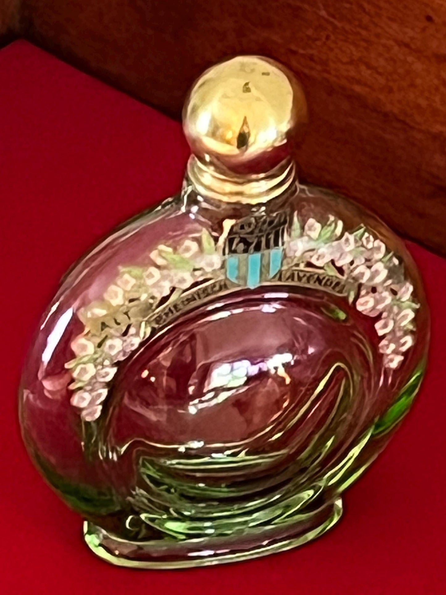 Vintage Green Glass Rheinisch Lavendel Lavender Perfume Bottle No. 4711 Pretty Parfum Round Bottle Lover Antiques and Vintage