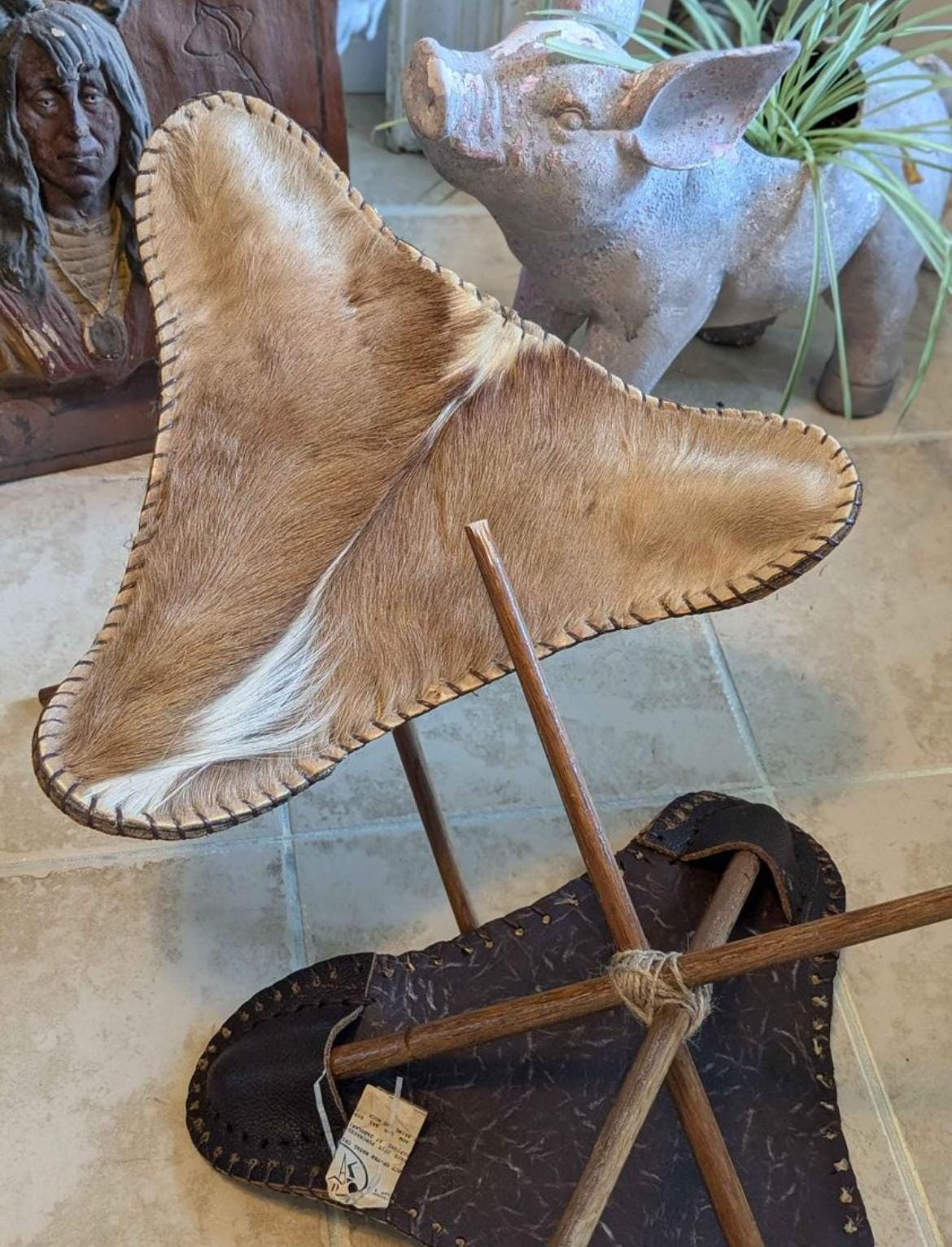 Vintage Native American Short Fur Stool Ottoman for Display Set of 2 Lover Antiques and Vintage