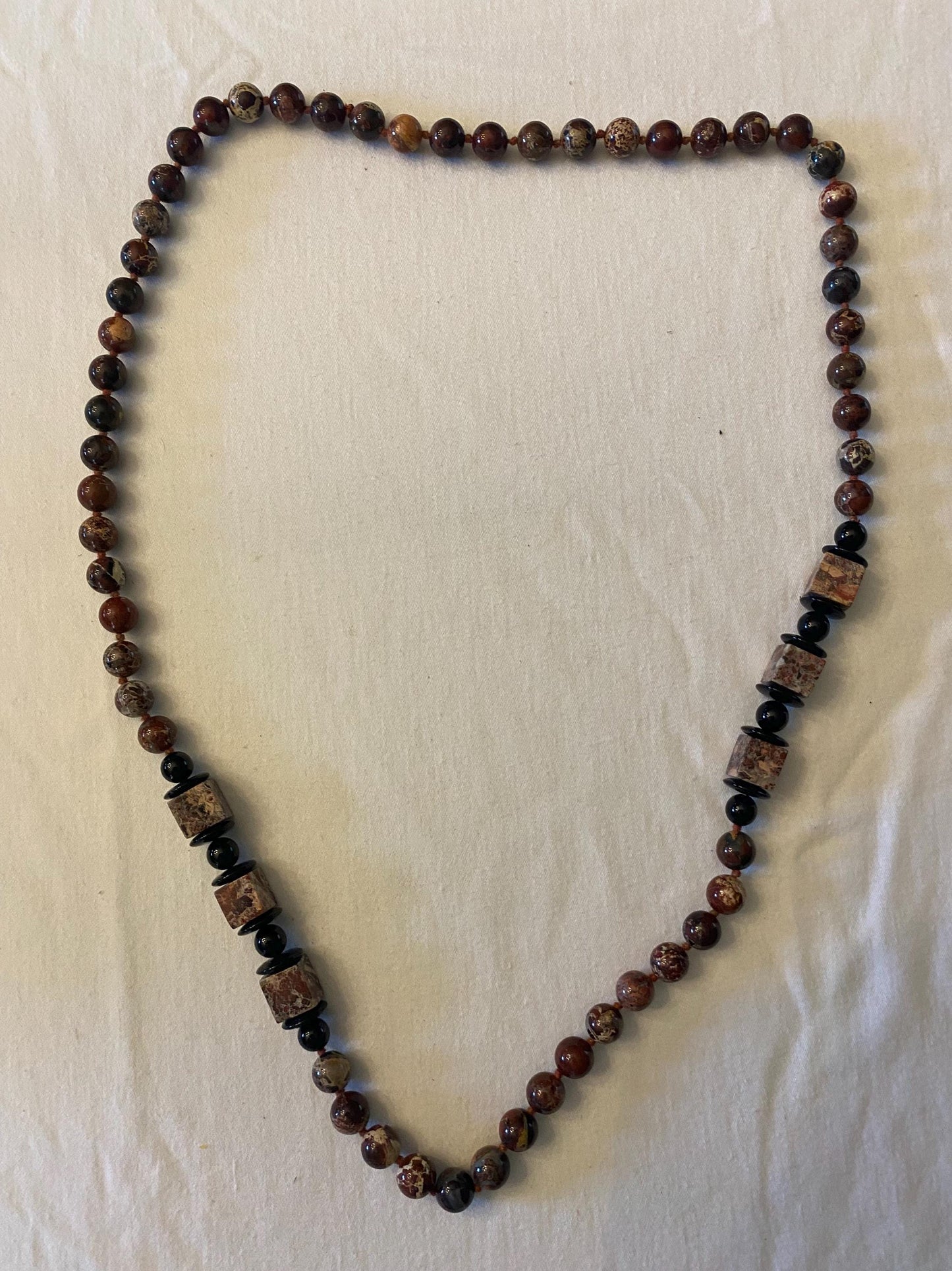 Vintage Black Onyx Jasper Necklace with Geometric Beads Earth Stone Necklace Unique Gift Opportunity Lover Antiques and Vintage