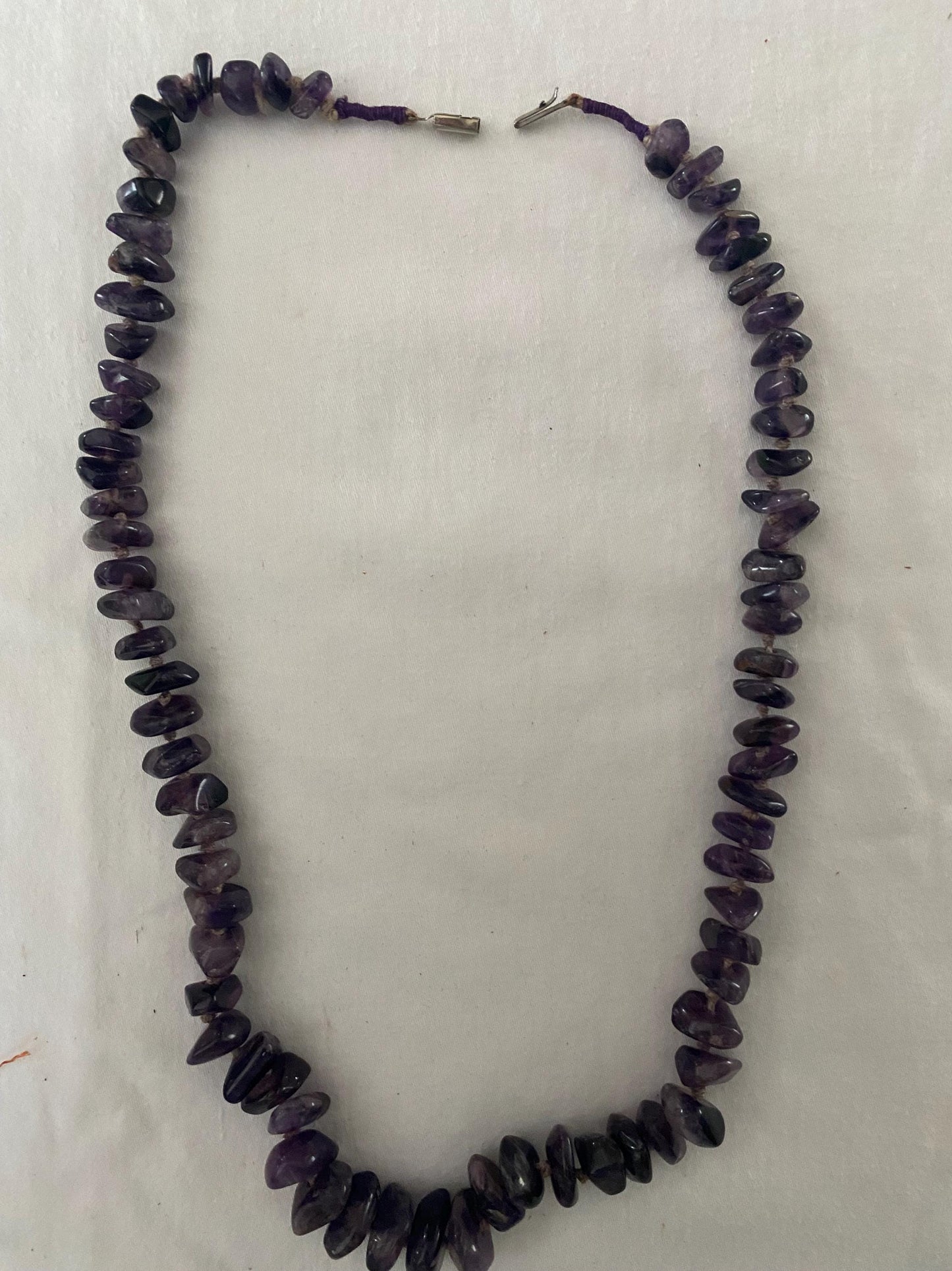 Vintage Amethyst Hand Knotted Graduated Beads Necklace Purple Stone Jewelry Unique Gifts at Lover Antiques and Vintage