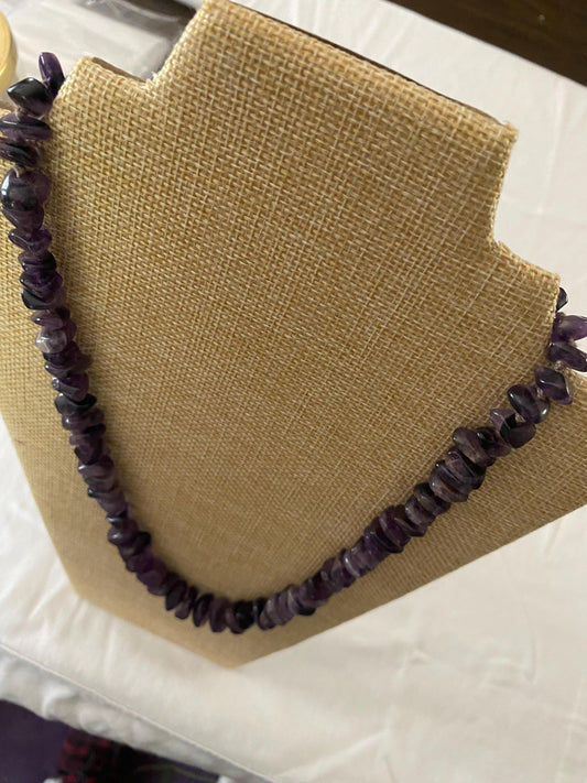 Vintage Amethyst Hand Knotted Graduated Beads Necklace Purple Stone Jewelry Unique Gifts at Lover Antiques and Vintage
