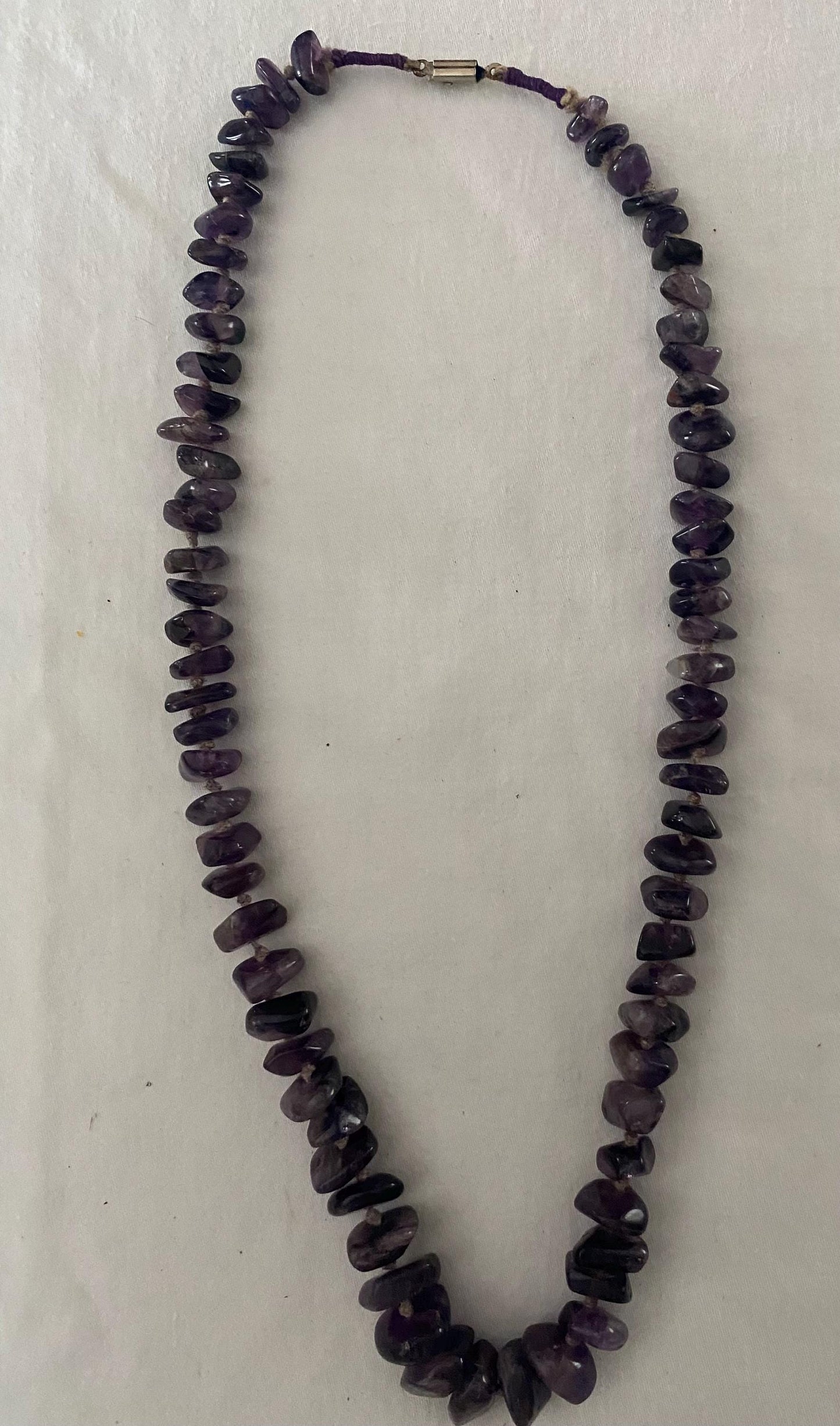 Vintage Amethyst Hand Knotted Graduated Beads Necklace Purple Stone Jewelry Unique Gifts at Lover Antiques and Vintage
