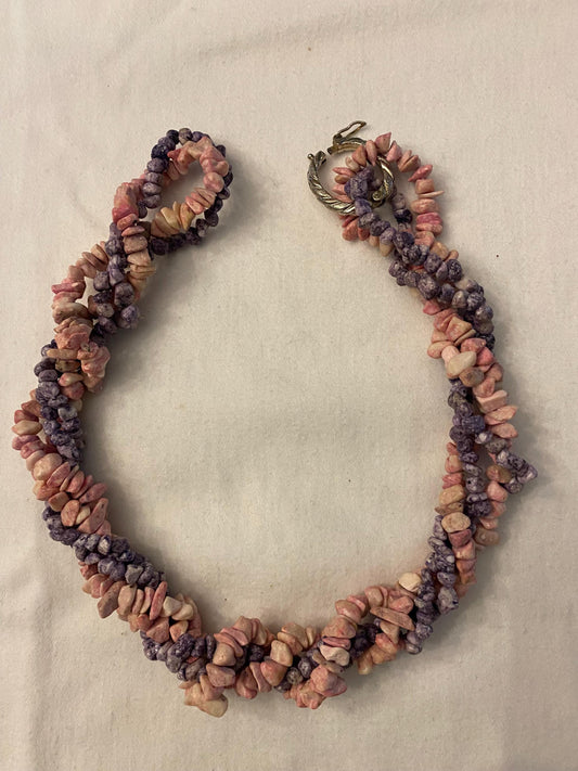 Vintage Purple & Pink Multi Strand Choker Style Necklace Beach Jewelry Unique Gift Lover Antiques and Vintage