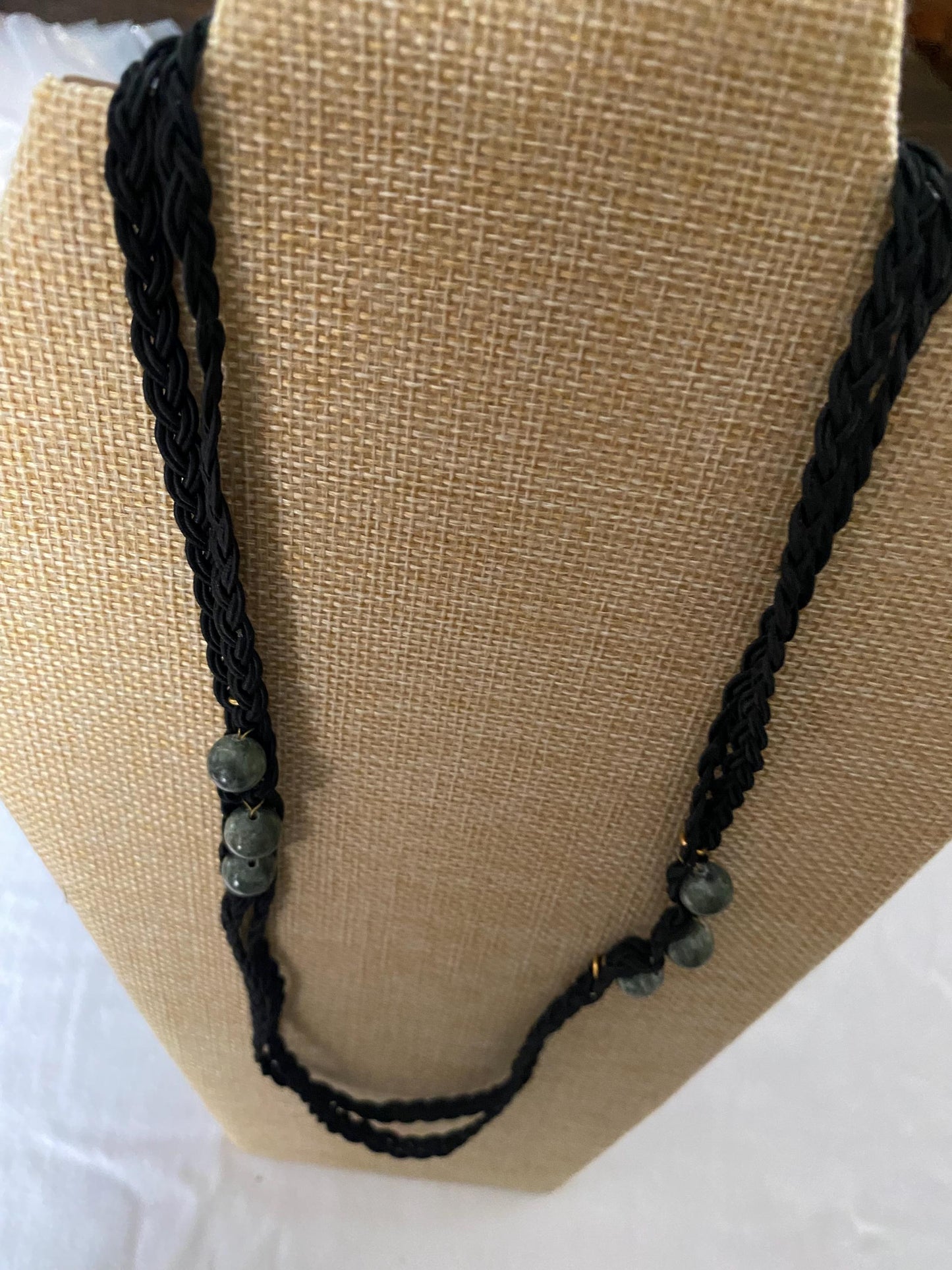 Vintage HOBE Signed Black & Jade Necklace Twist Jewelry Unique Gifts at Lover Antiques and Vintage