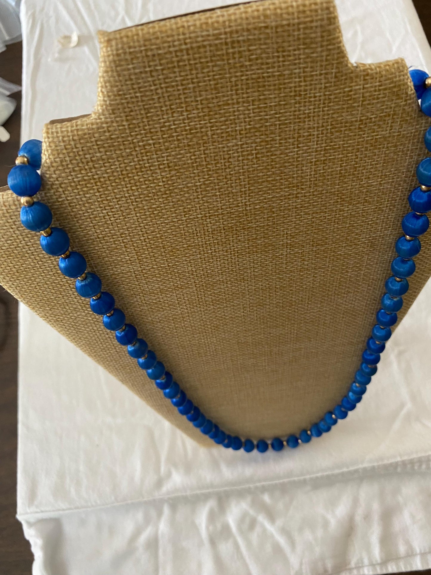 Vintage Blue Beaded Necklace Dark Blue Jewelry Unique Gifts at Lover Antiques and Vintage