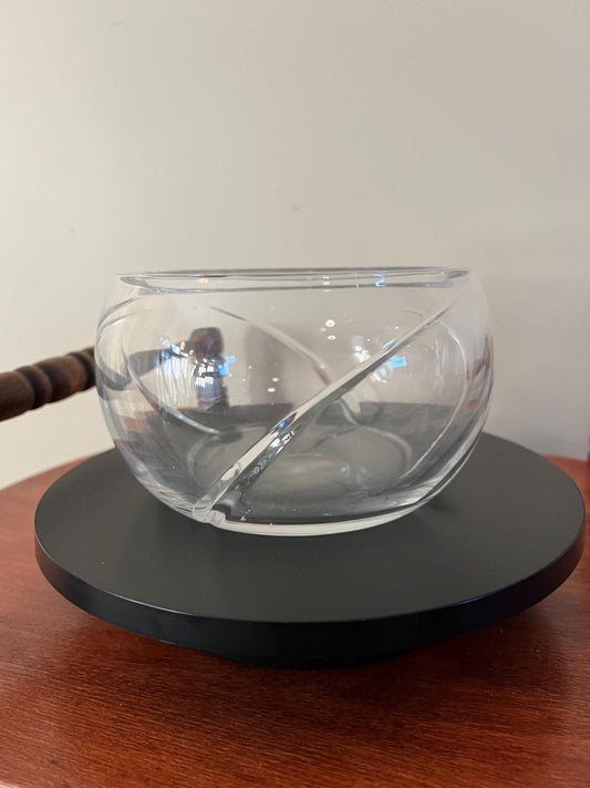 Vintage Tiffany & Co Swirl Optic Bowl Clear Diagonal Cut Glass Short Vase Veridian Glass Art Home Decor Lover Antiques and Vintage