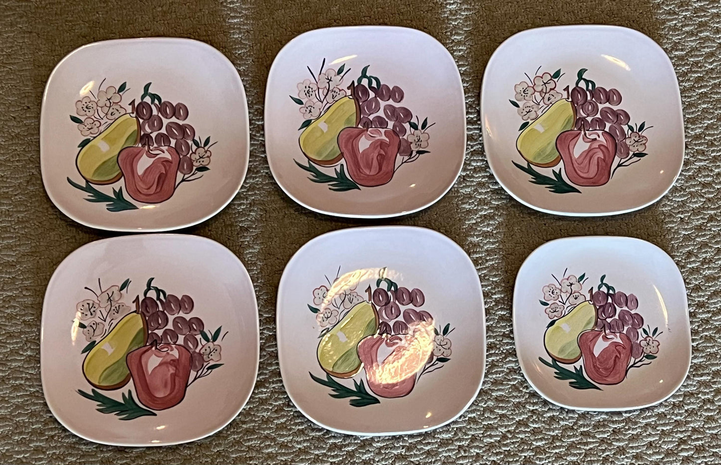 Vintage Red Wing Fruit Salt Plates Mid Century Modern Farmhouse Style Plate Pear Apples Grapes Dinnerware Lover Antiques and Vintage