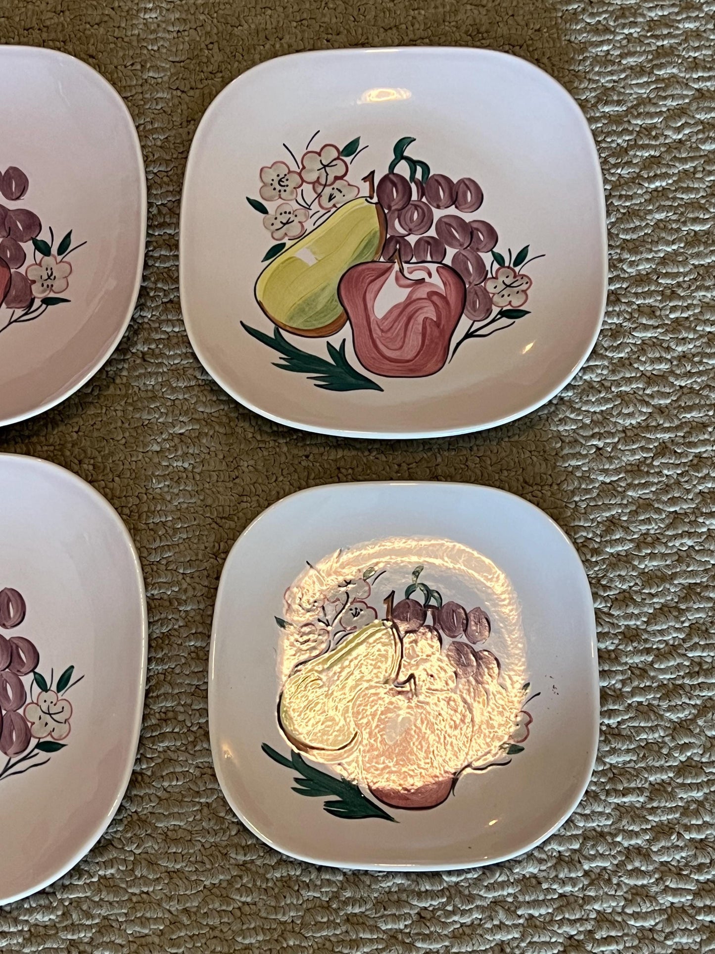 Vintage Red Wing Fruit Salt Plates Mid Century Modern Farmhouse Style Plate Pear Apples Grapes Dinnerware Lover Antiques and Vintage