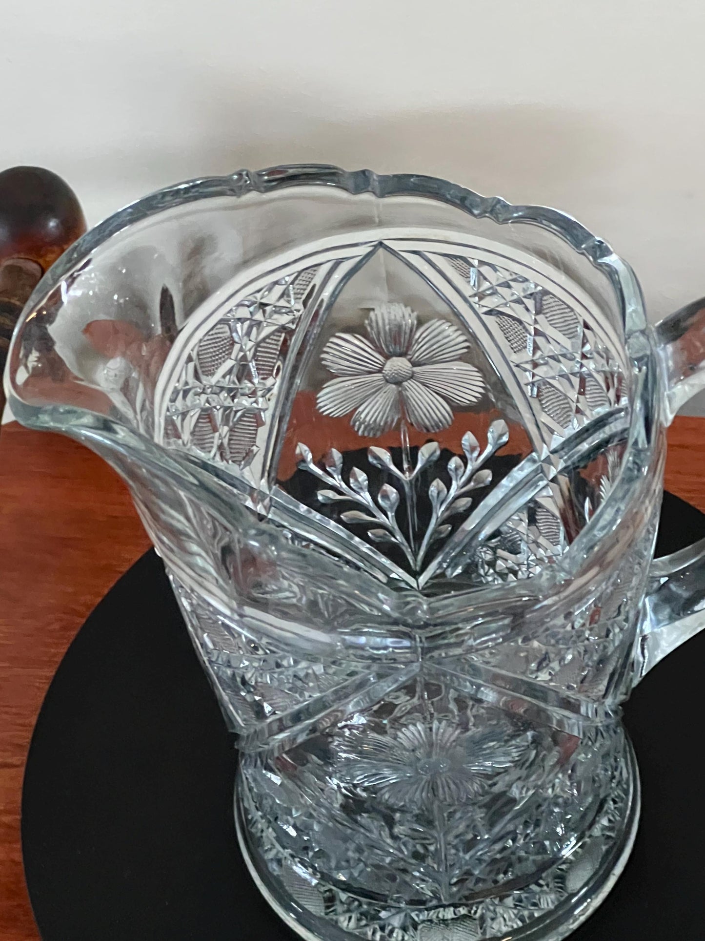 Vintage Williamsburg Salt Glazed Pottery Pitcher with Cobalt Blue Flower Design Lover Antiques and Vintage
