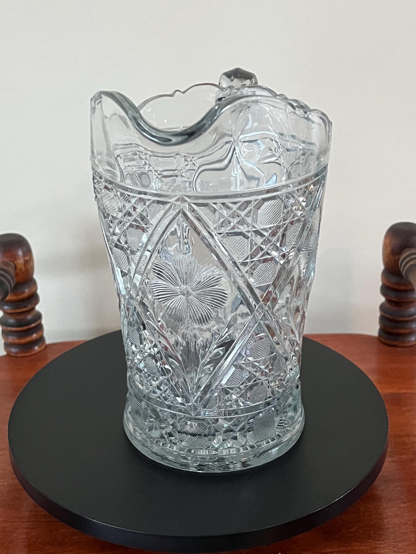 Vintage Imperial Crystal Cut Glass Pitcher Etched Glass Art Fancy Glass From Our Past Lover Antiques and Vintage