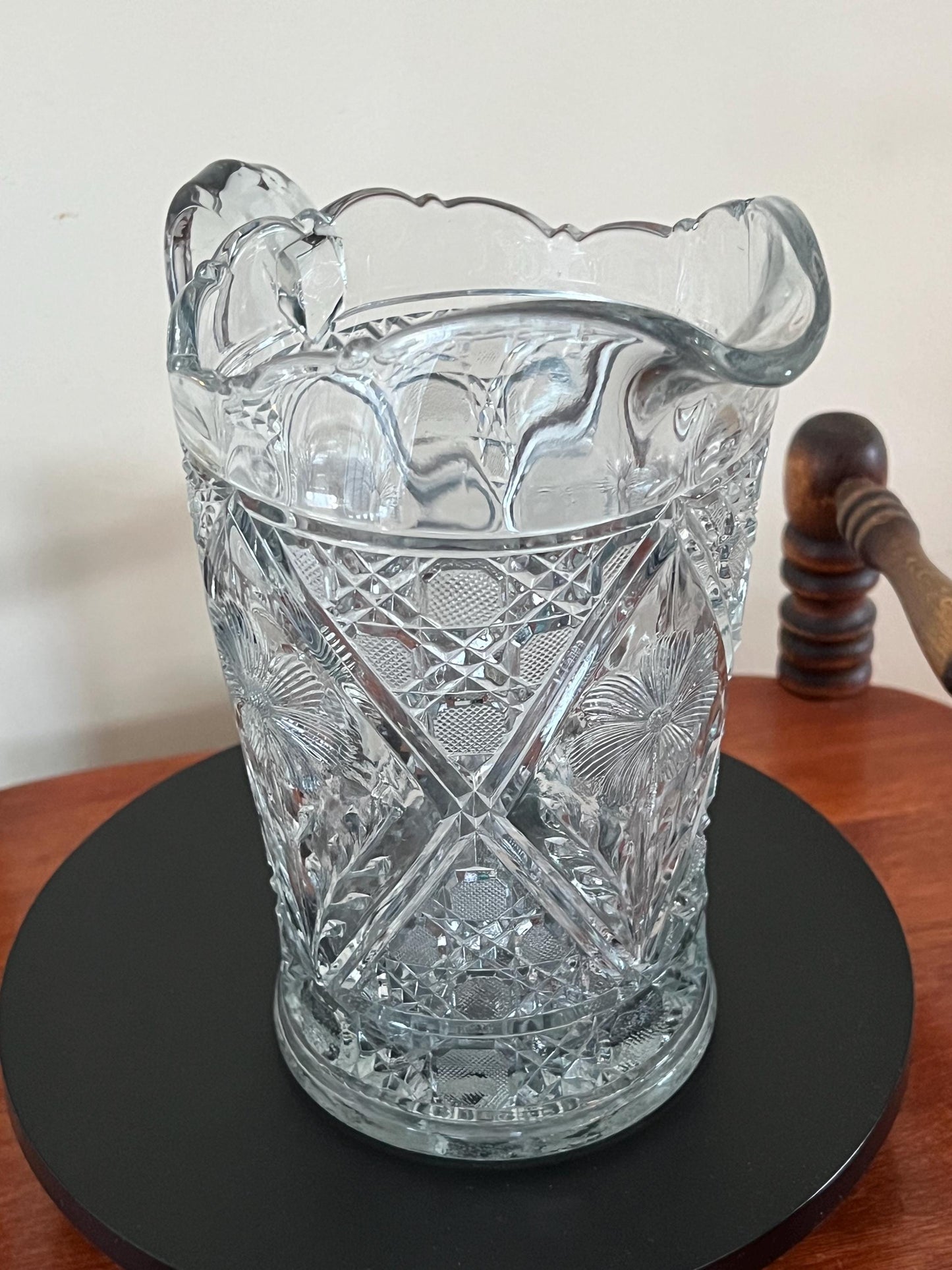 Vintage Imperial Crystal Cut Glass Pitcher Etched Glass Art Fancy Glass From Our Past Lover Antiques and Vintage