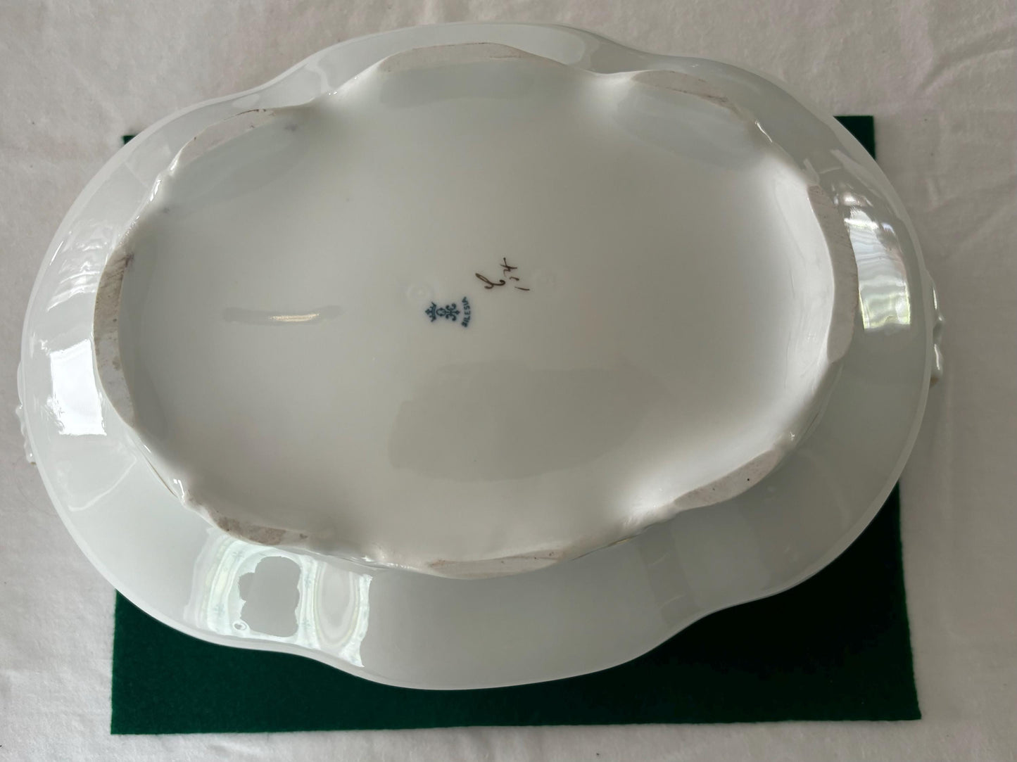 Antique Hermann Ohme Silesia 24KT Gold Lining Tureen Covered Dish with Handles Porcelain Casserole Pan Lover Antiques and Vintage