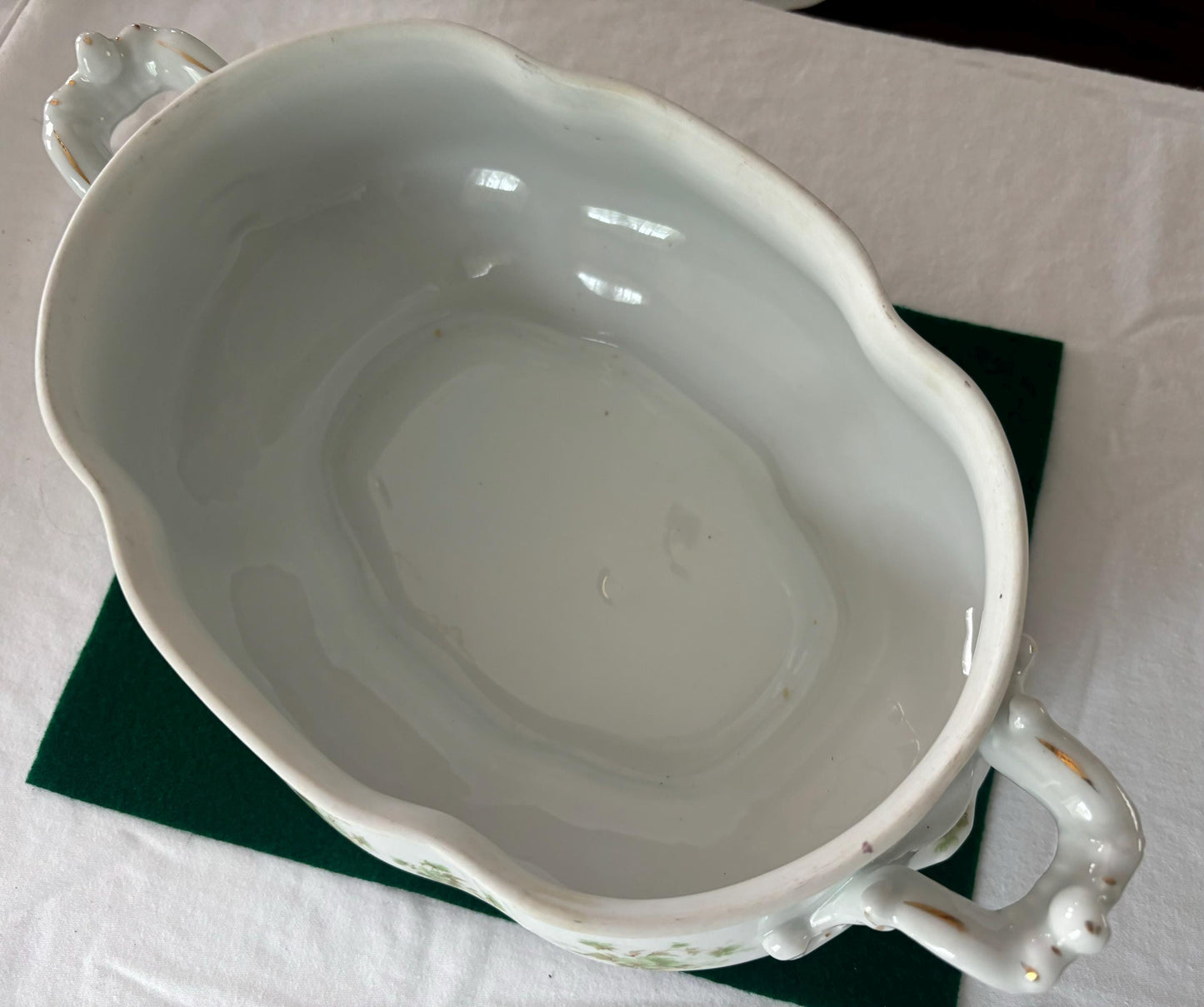 Antique Hermann Ohme Silesia 24KT Gold Lining Tureen Covered Dish with Handles Porcelain Casserole Pan Lover Antiques and Vintage