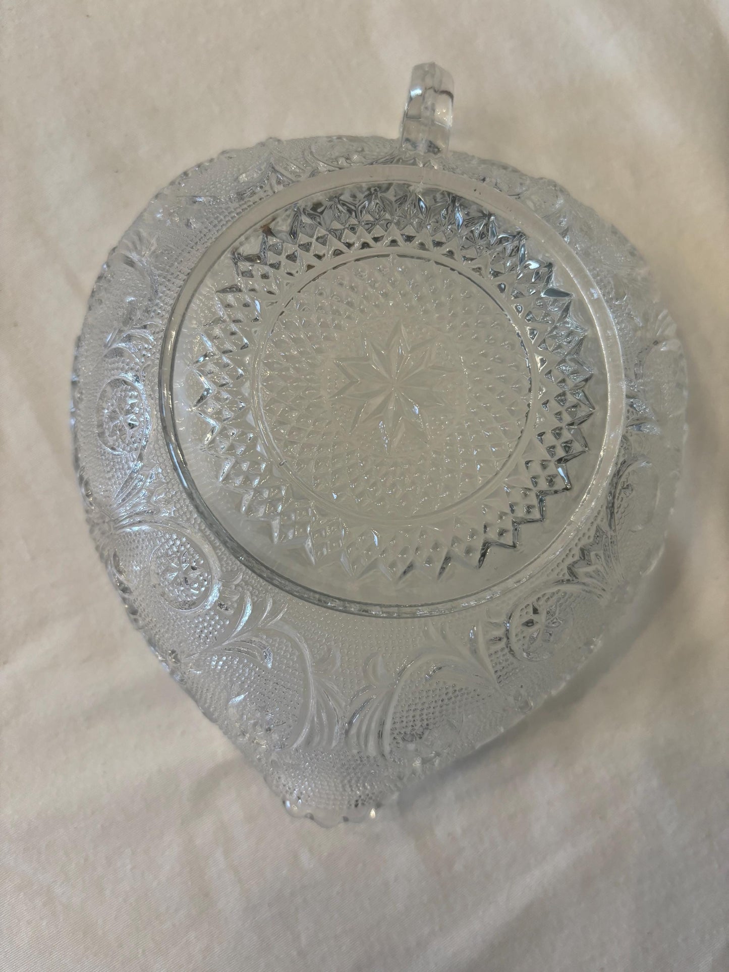 Vintage Anchor Hocking Sandwich Glass Heart Shaped Dish with Handle Clear Glass Serving Bowl Lover Antiques and Vintage