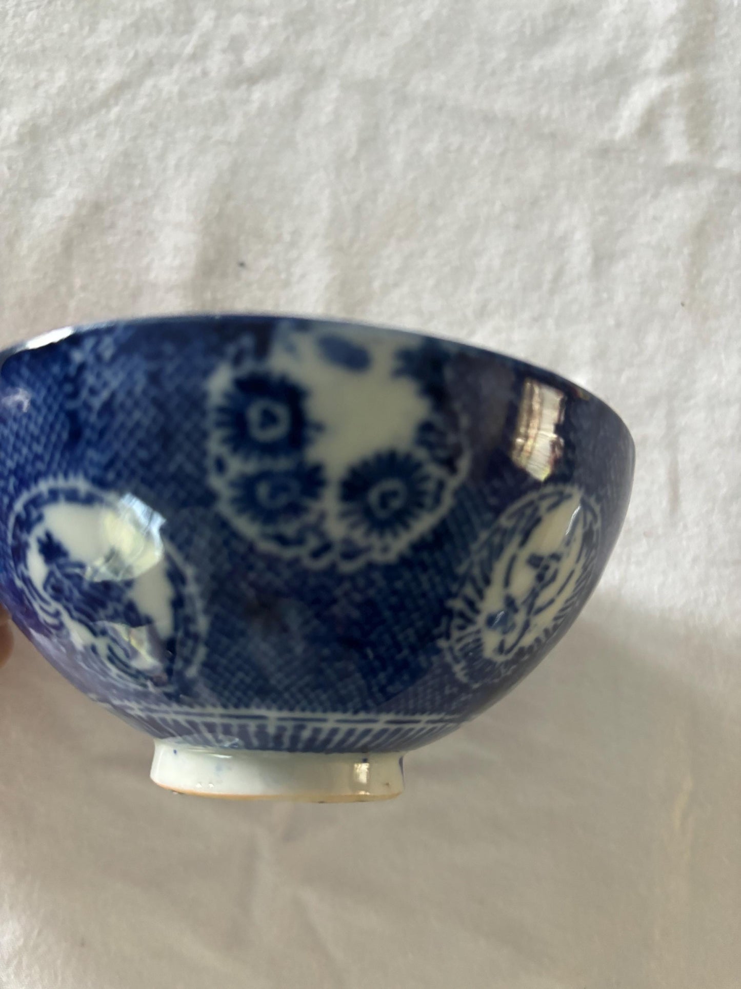 Antique Chinese Blue & White Porcelain Bowl with Flowers Lover Antiques and Vintage