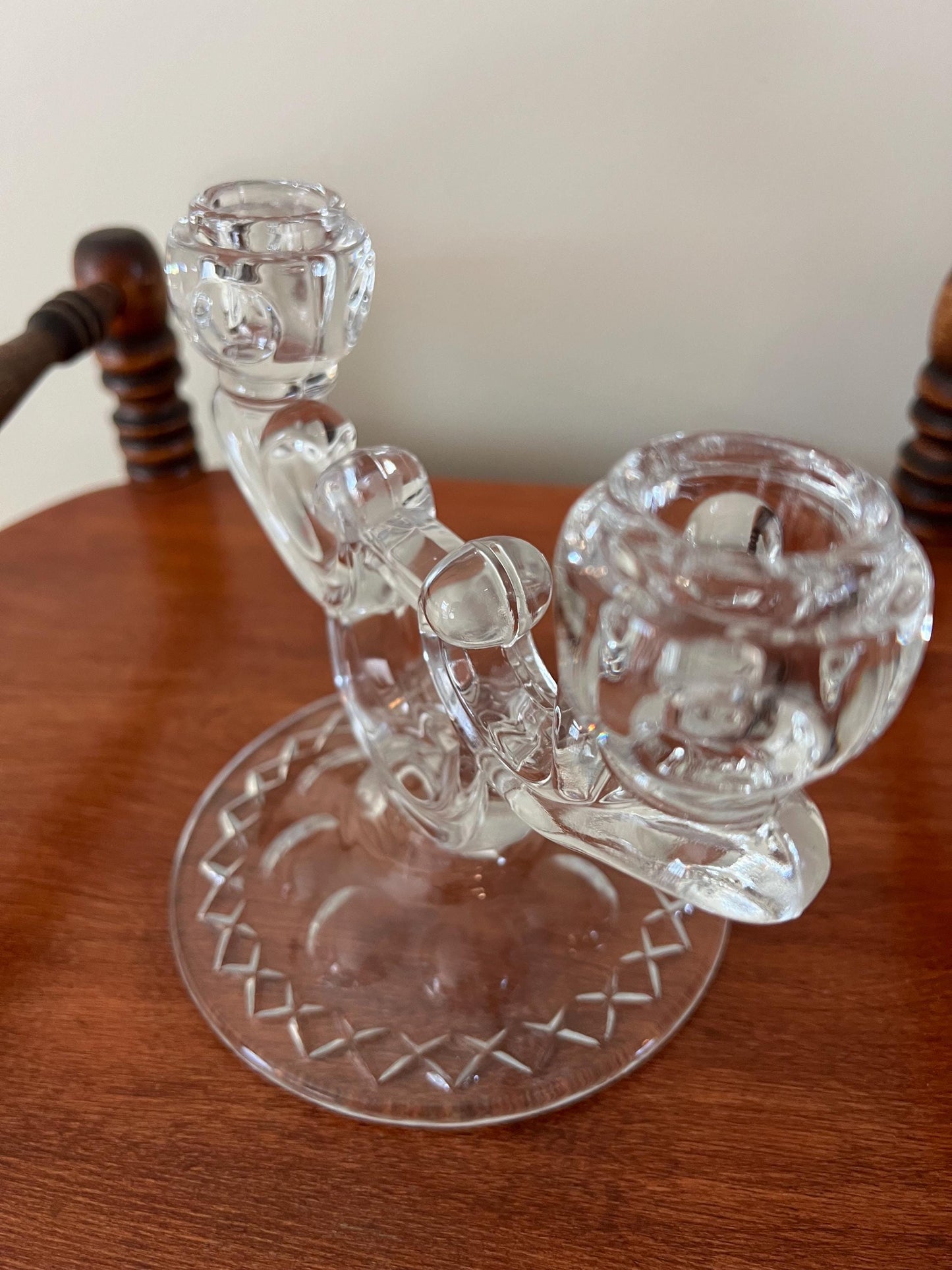 Vintage Indiana Glass Candle Holders Candelabra Pedestal Candlestick Holders Lover Antiques and Vintage