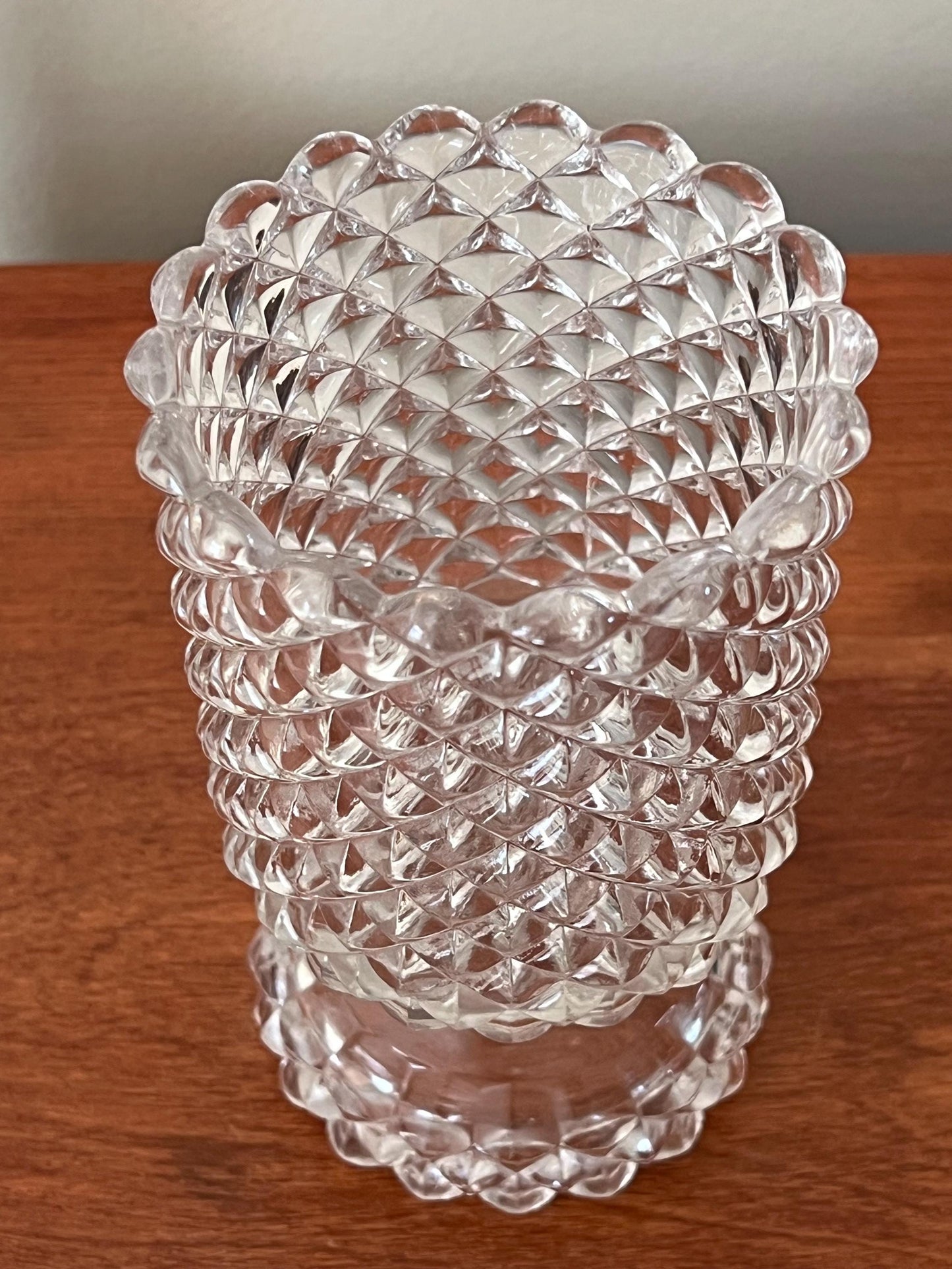 Antique Diamond Pattern Spooner Spill Vase EAPG Crystal Glass Wine Glass Water Cup Spooner 1880 Heavy Cut Glass Lover Antiques and Vintage