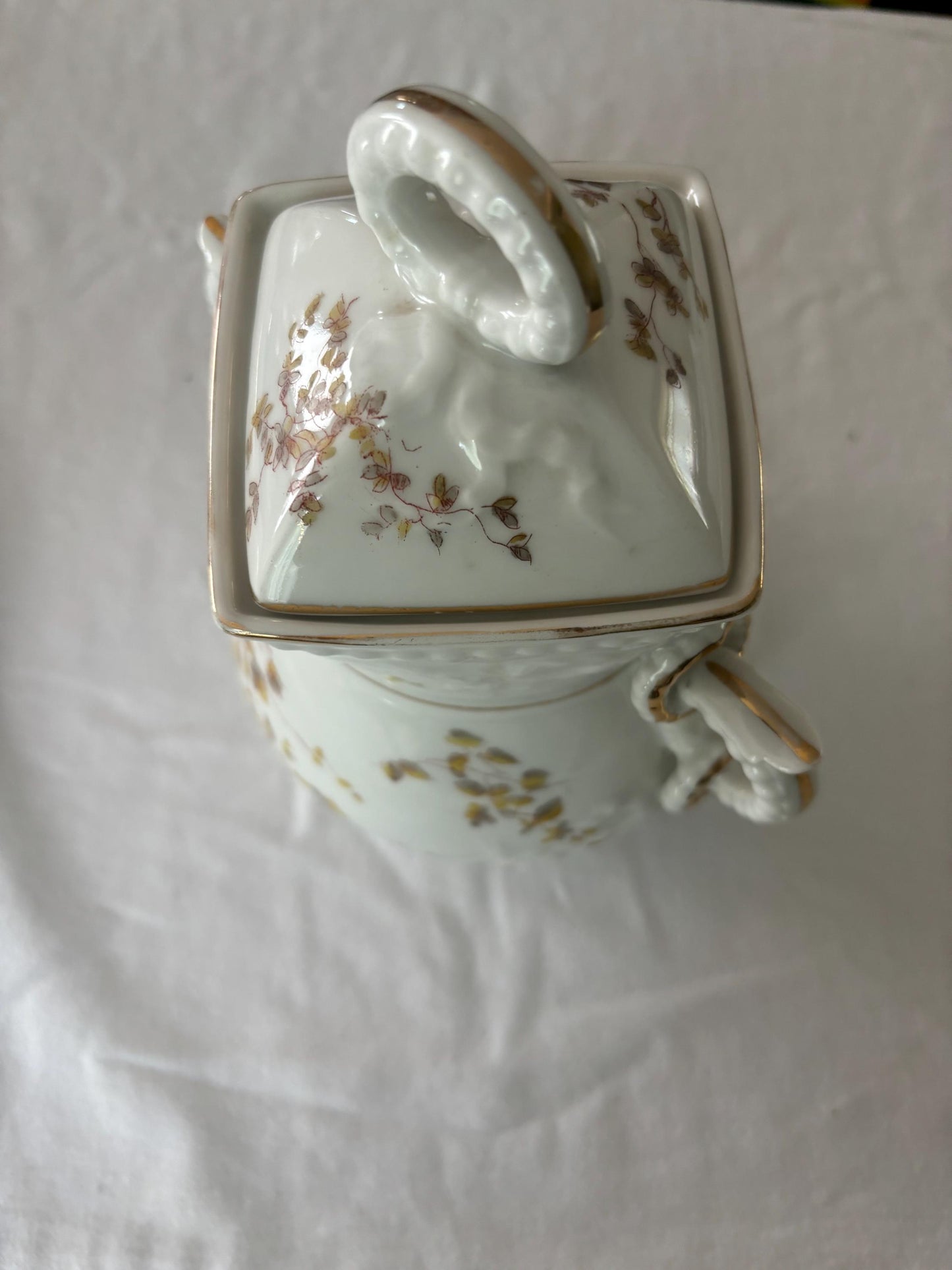 Vintage Limoges of France Porcelain Biscuit Jar or Sugar Serving Dish with Handles Purple Flowers Design Lover Antiques and Vintage