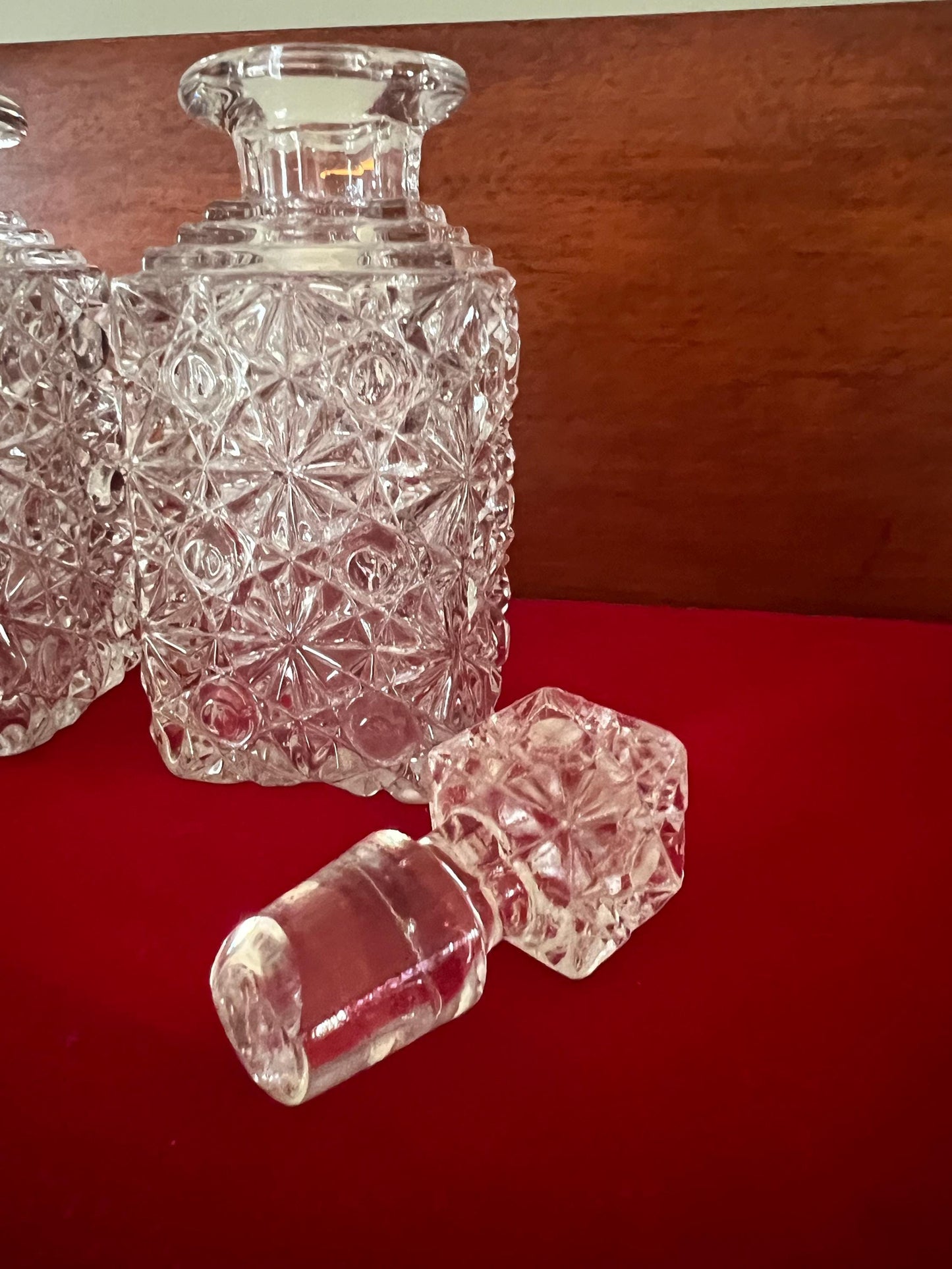 Antique EAPG Early American Pattern Crystal Cut Glass Cologne Bottles Daisy & Button Design Elson Glass Company Lover Antiques and Vintage
