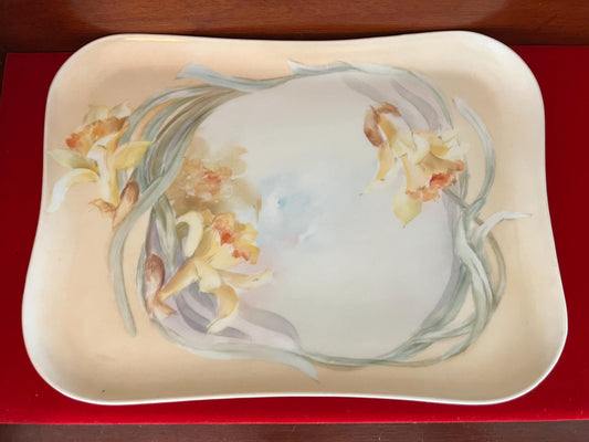 Vintage Limoges of France Porcelain Tray Dish Daffodils Whimsical Stamped Limoges Flowers Design Lover Antiques and Vintage