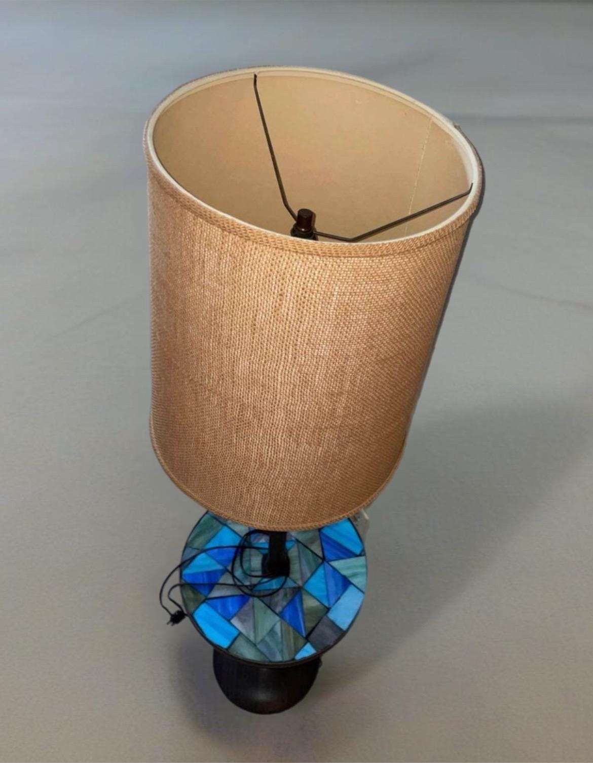 Gorgon & Jane Martz Floor Lamp with Blue Mosaic Side Table Mid Century Modern Lighting Lover Antiques and Vintage