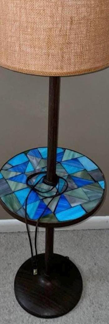 Gorgon & Jane Martz Floor Lamp with Blue Mosaic Side Table Mid Century Modern Lighting Lover Antiques and Vintage