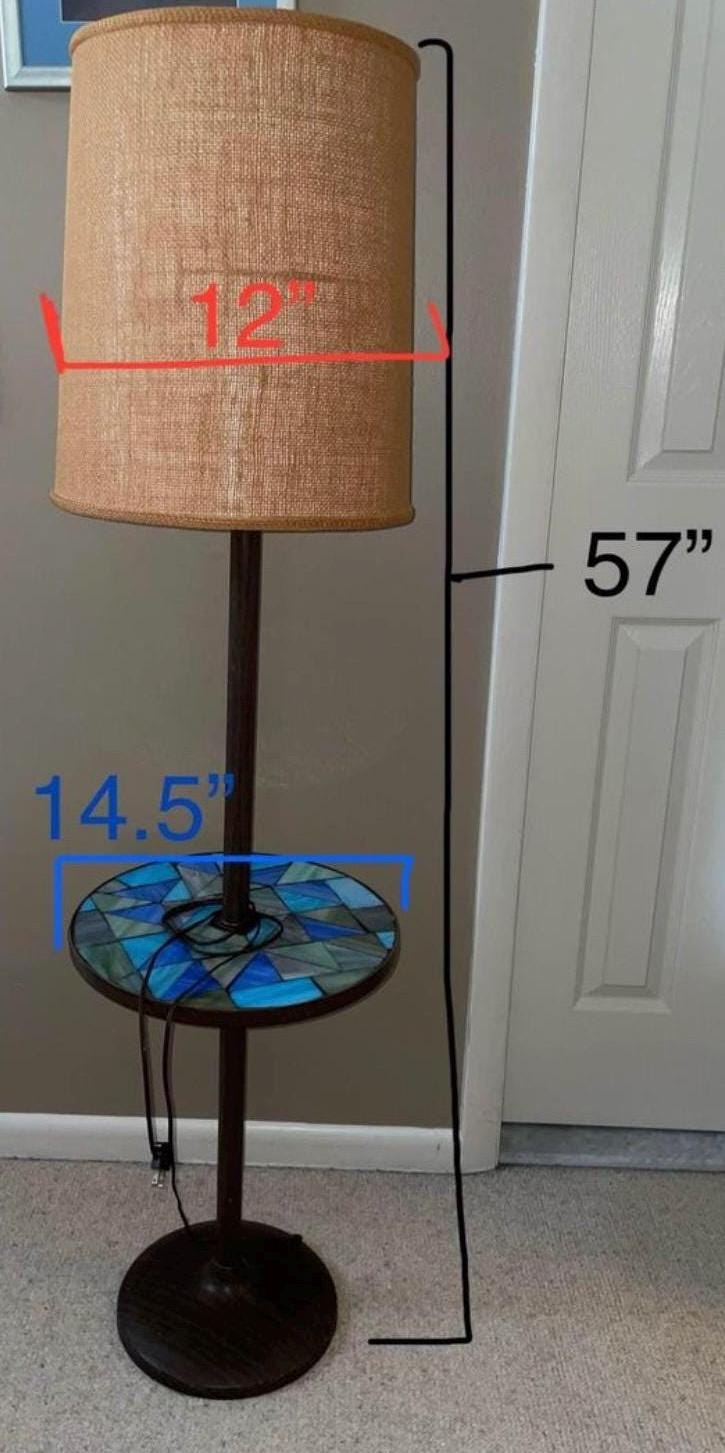 Gorgon & Jane Martz Floor Lamp with Blue Mosaic Side Table Mid Century Modern Lighting Lover Antiques and Vintage