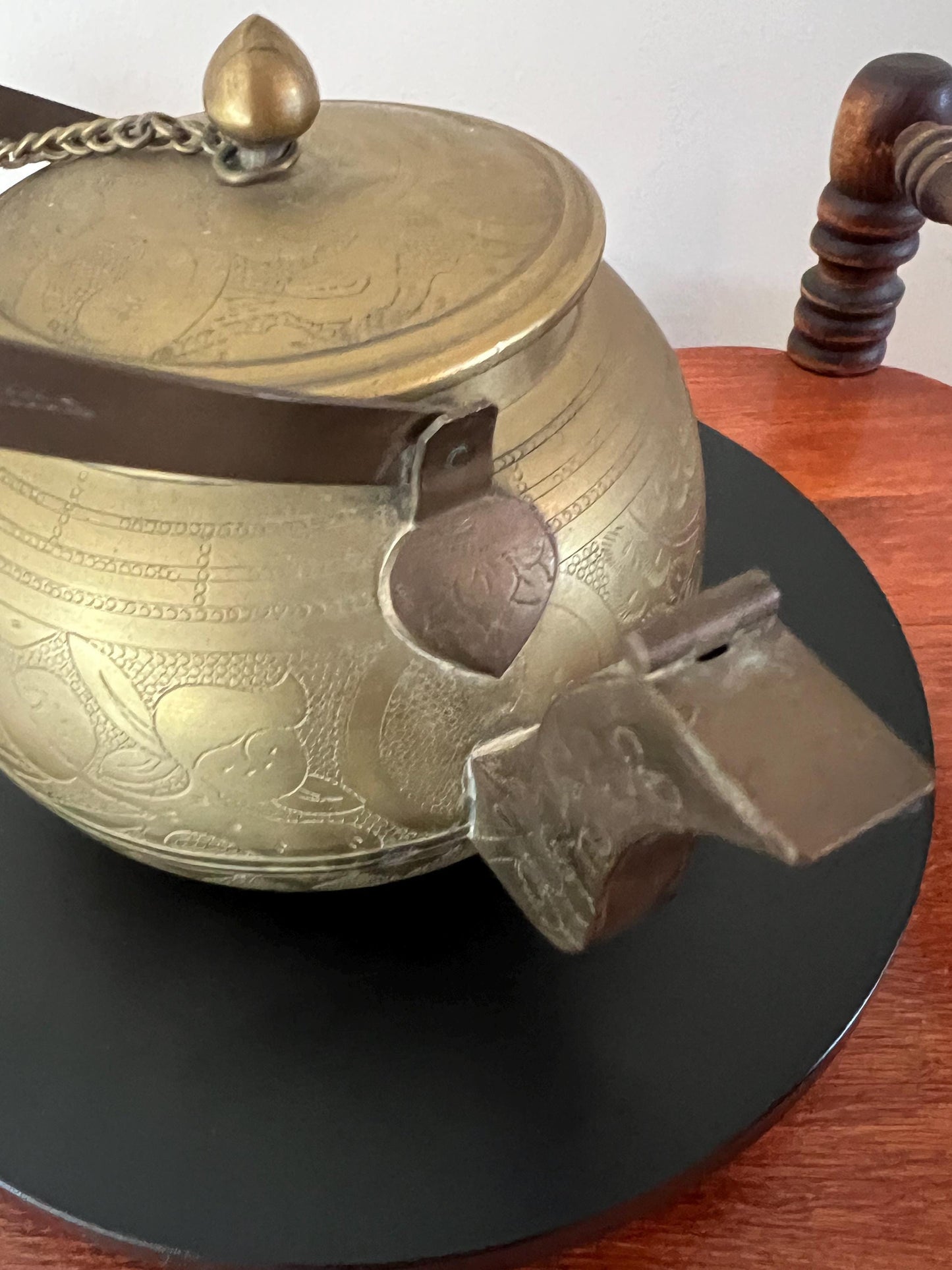 Vintage Brass Kettle with Lid Handle and Ornate Spout Lover Antiques and Vintage