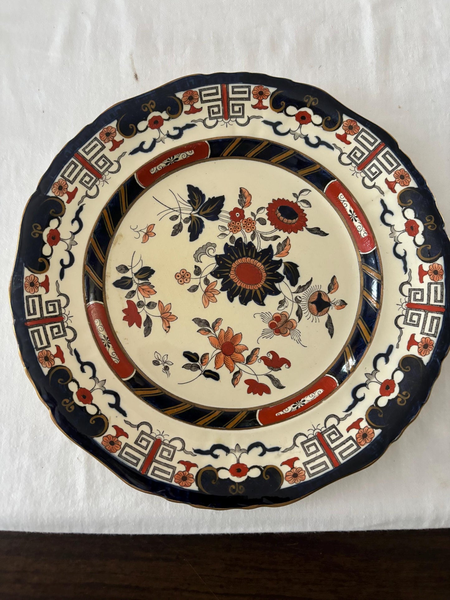 Antique Mason’s Patent Ironstone China Plate Cobalt Blue & Rust Flowers Leaves Made in England 10 1/2” Lover Antiques and Vintage