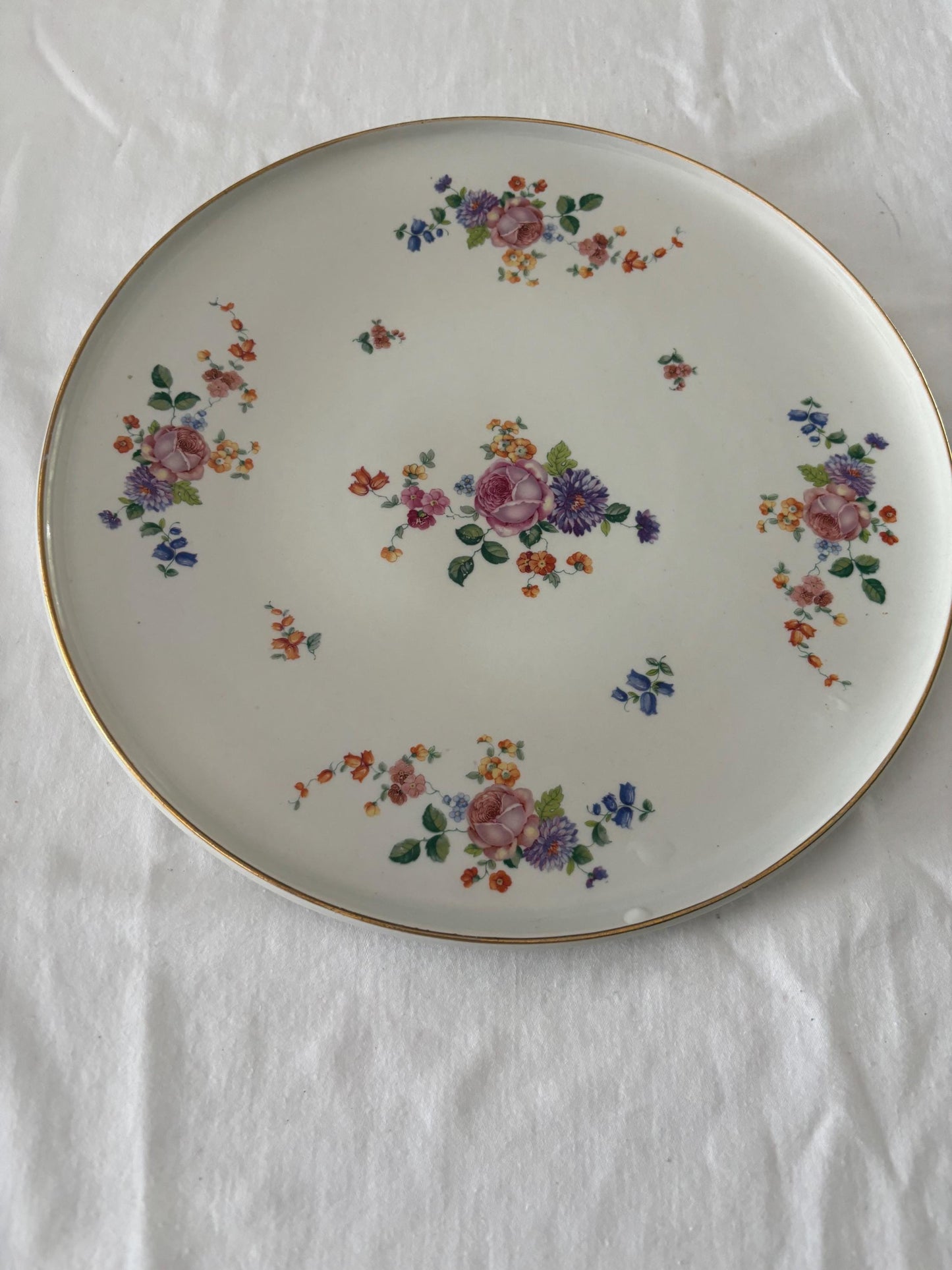 Vintage Czechoslovakia Large Plate with Purple Flowers Floral Design Platter Czech Platter Lover Antiques and Vintage