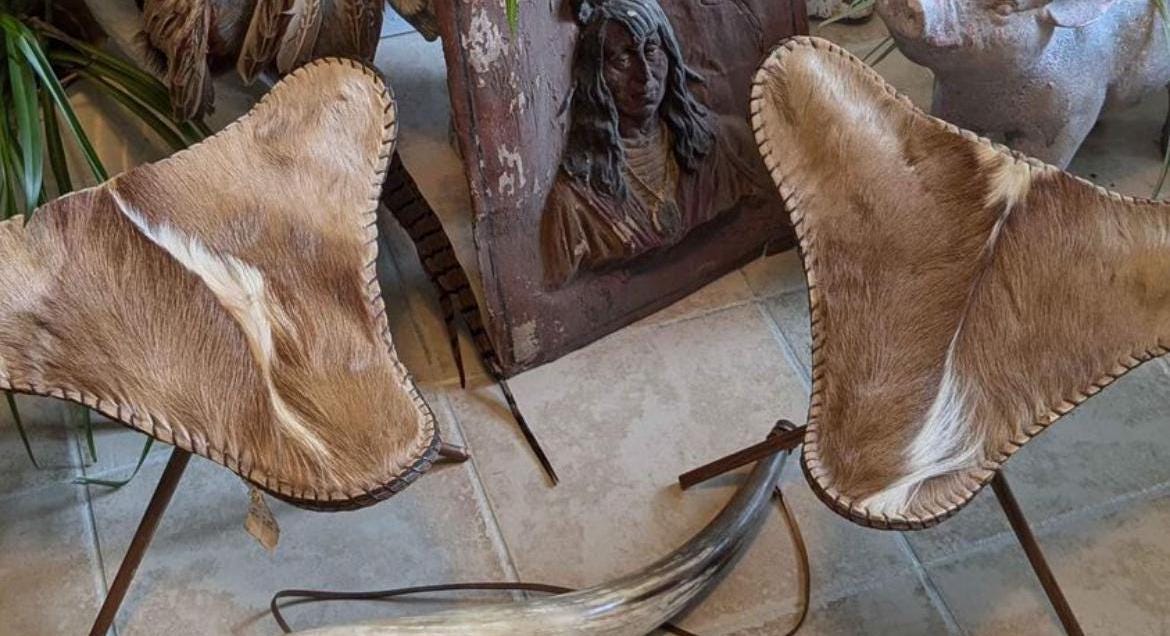 Vintage Native American Short Fur Stool Ottoman for Display Set of 2 Lover Antiques and Vintage
