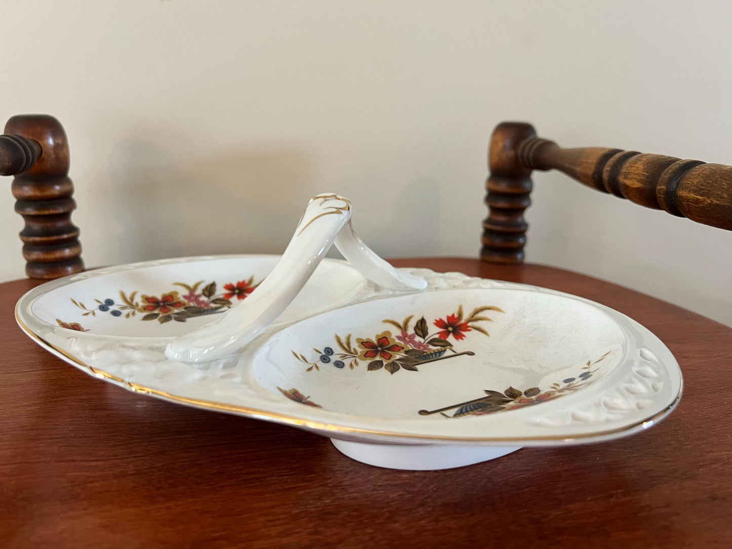 Antique Royal Stafford Hand Painted Tray Dish with Unique Handle Bone China Dish Made in England EST 1845 #8 Lover Antiques and Vintage