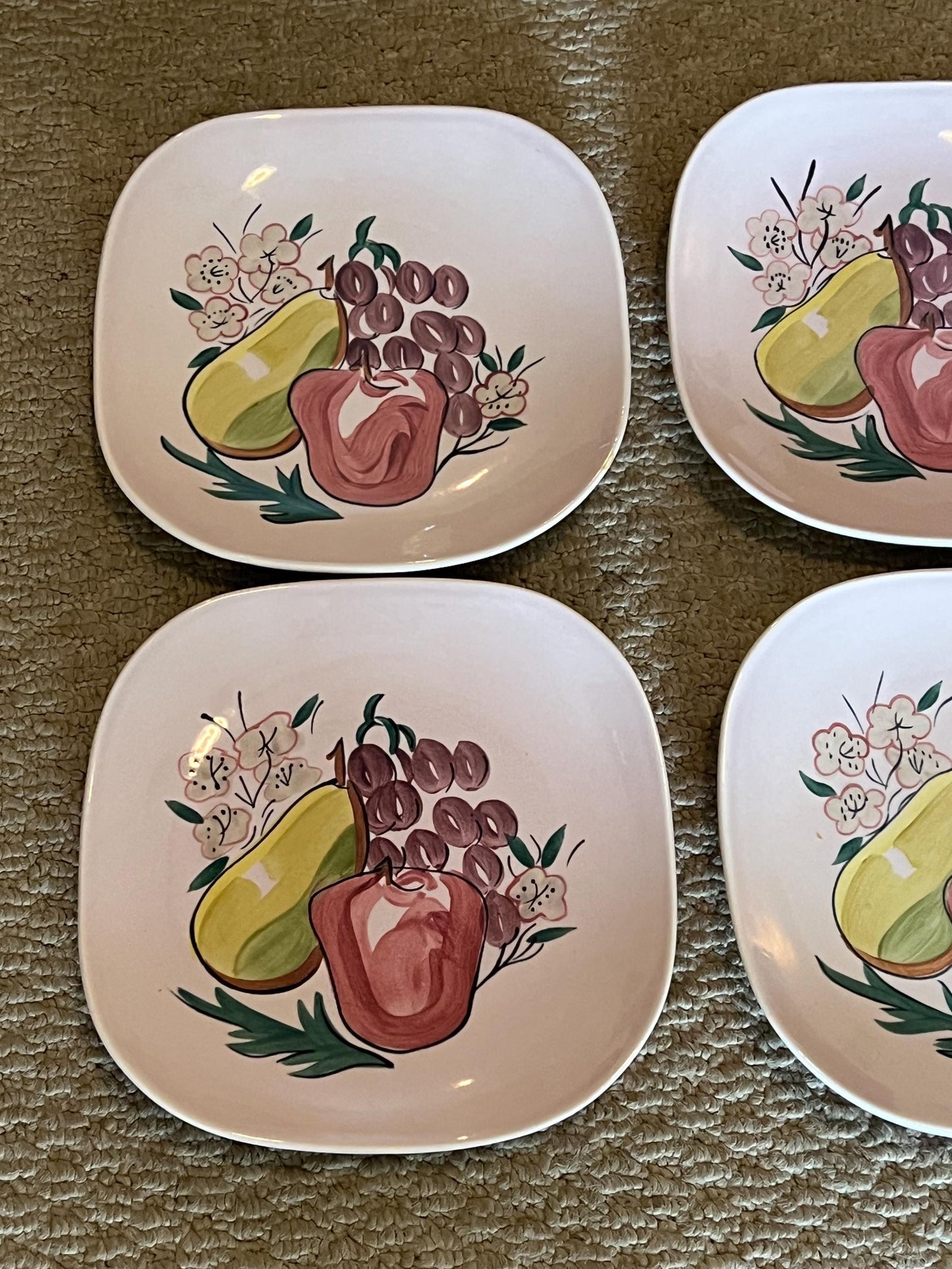 Vintage Red Wing Fruit Salt Plates Mid Century Modern Farmhouse Style Plate Pear Apples Grapes Dinnerware Lover Antiques and Vintage