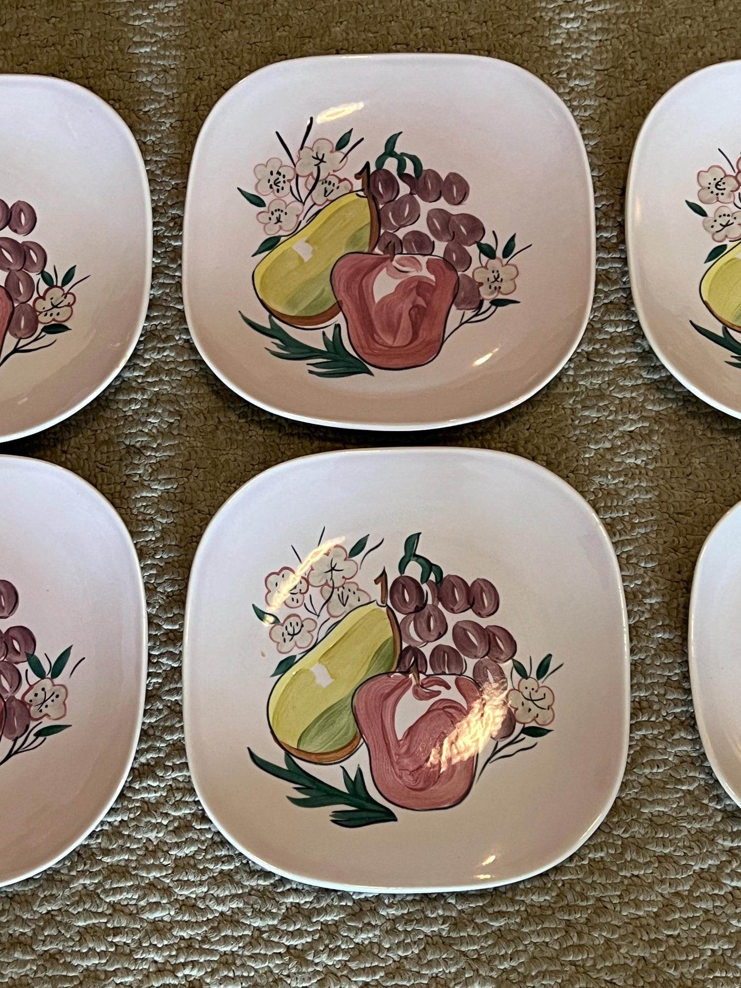 Vintage Red Wing Fruit Salt Plates Mid Century Modern Farmhouse Style Plate Pear Apples Grapes Dinnerware Lover Antiques and Vintage