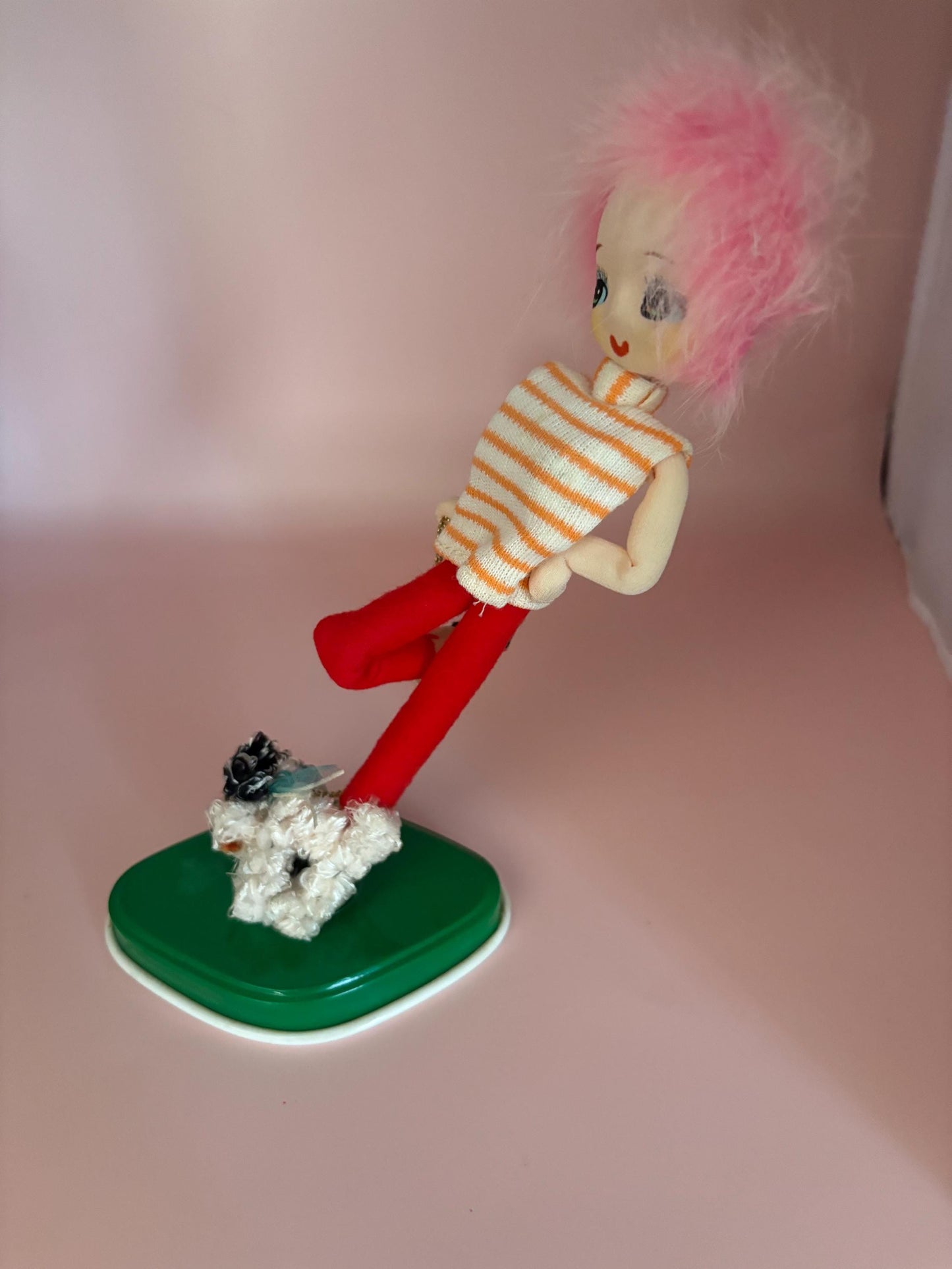 Vintage Japanese Pose Doll on Stand Walking Her Dog Bradley Doll 1960’s Kawaii Made in Japan by RHJ Brand Lover Antiques and Vintage