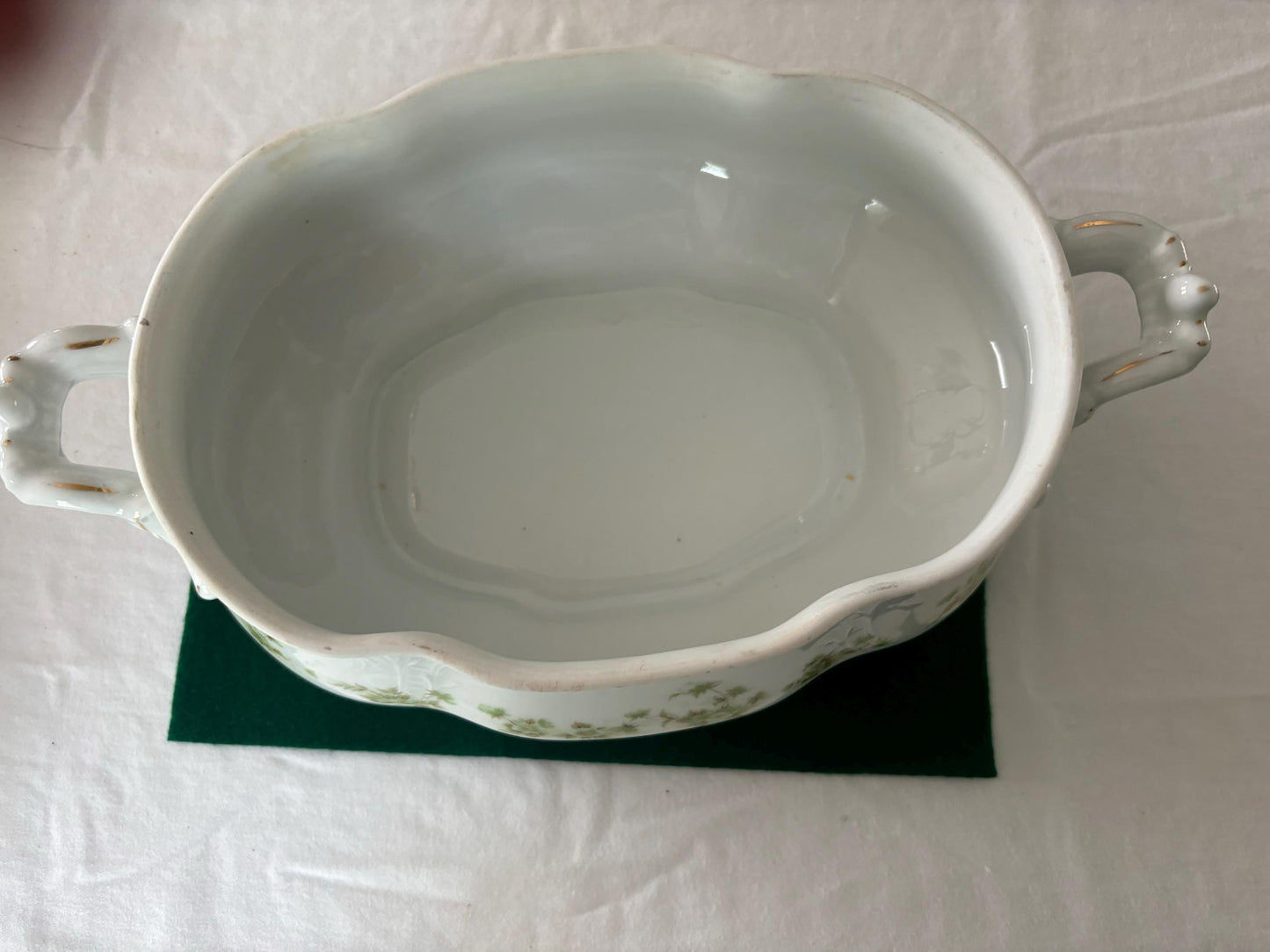 Antique Hermann Ohme Silesia 24KT Gold Lining Tureen Covered Dish with Handles Porcelain Casserole Pan Lover Antiques and Vintage