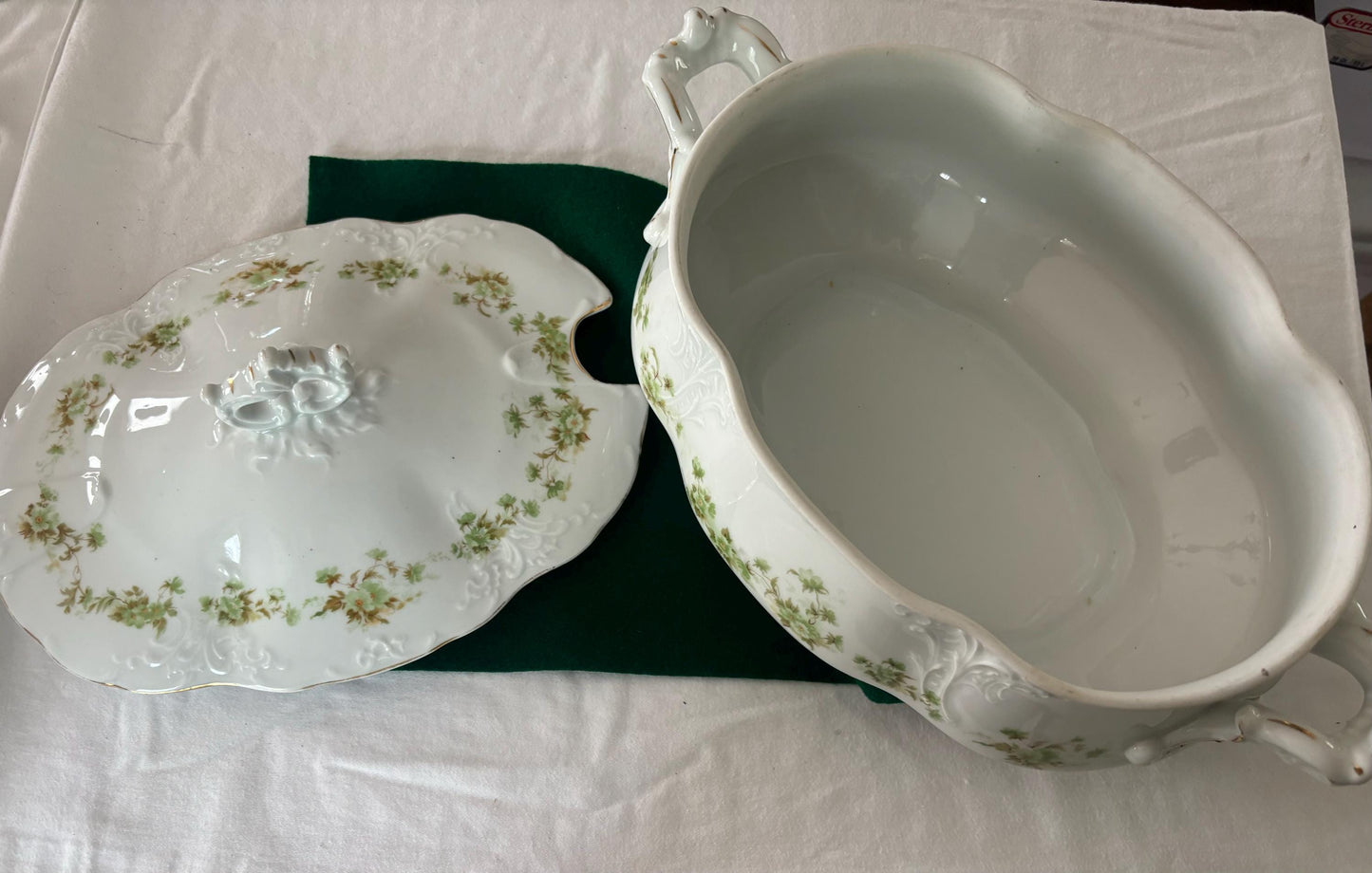 Antique Hermann Ohme Silesia 24KT Gold Lining Tureen Covered Dish with Handles Porcelain Casserole Pan Lover Antiques and Vintage
