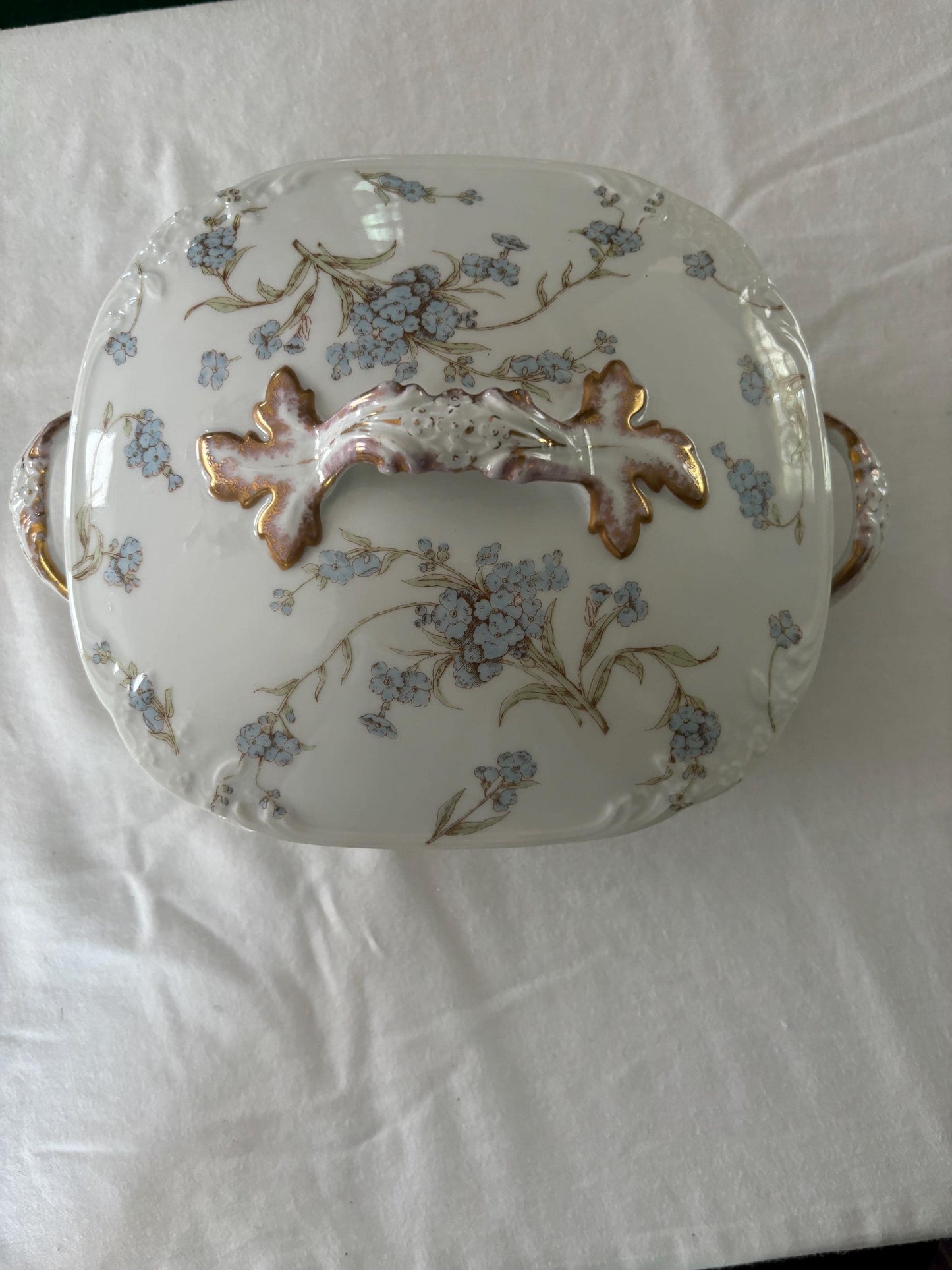 Vintage Limoges of France Porcelain Serving Dish Tray Dish with Handles Blue Flowers Design Lover Antiques and Vintage