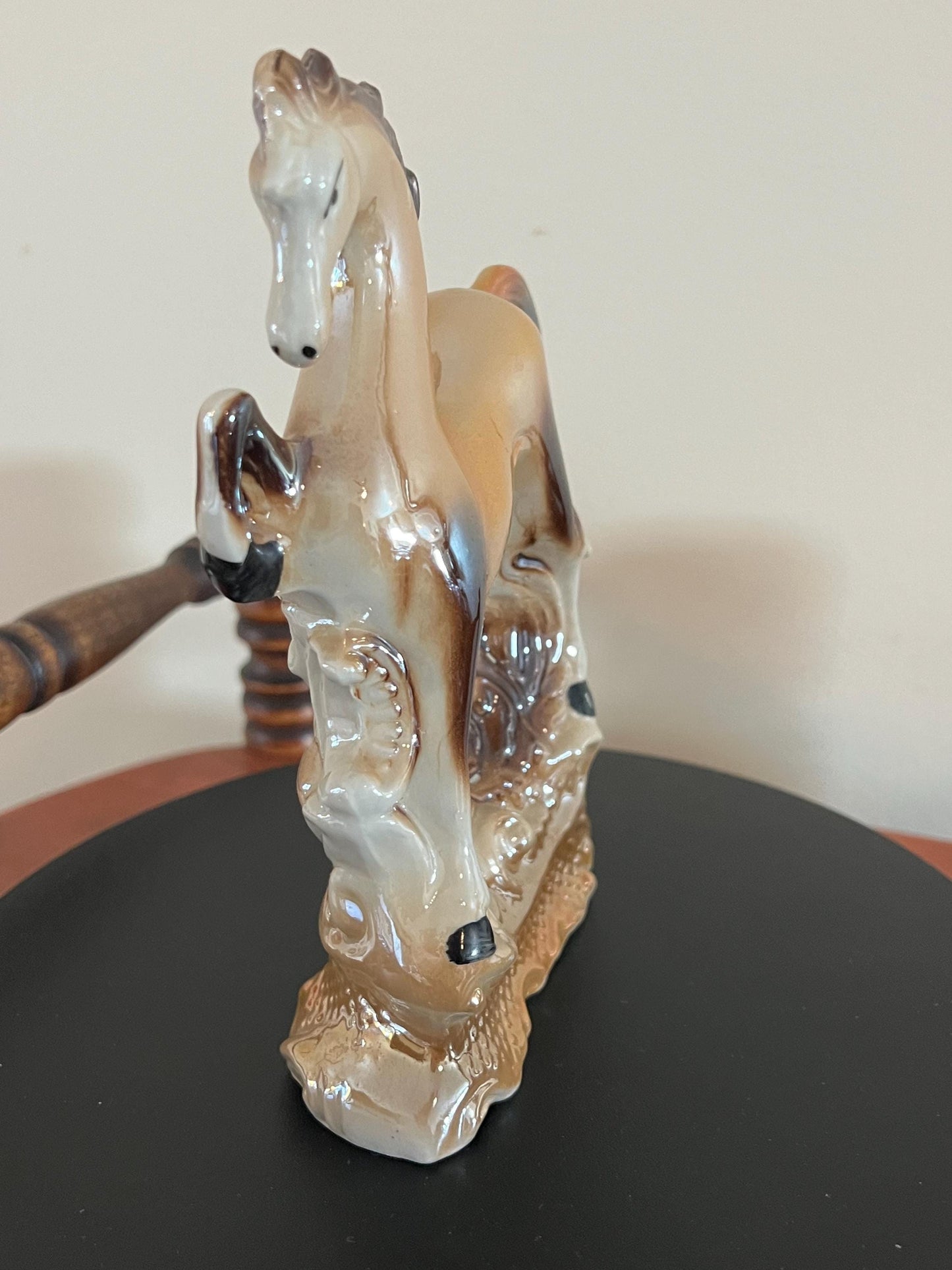 Vintage Prancing Horse Shiny Ceramic Art Made in Brazil Horses Art Lover Antiques and Vintage