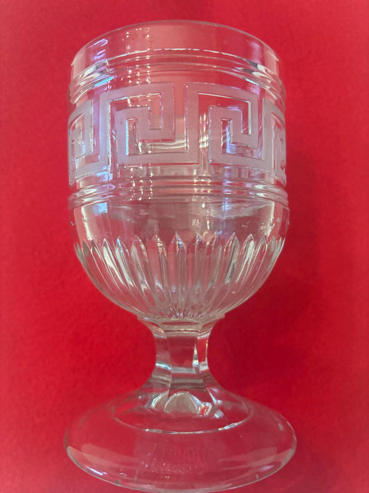 Vintage EAPG Crystal Roman Greek Wine Glass Pedestal Cup Etched Glass Art Lover Antiques and Vintage
