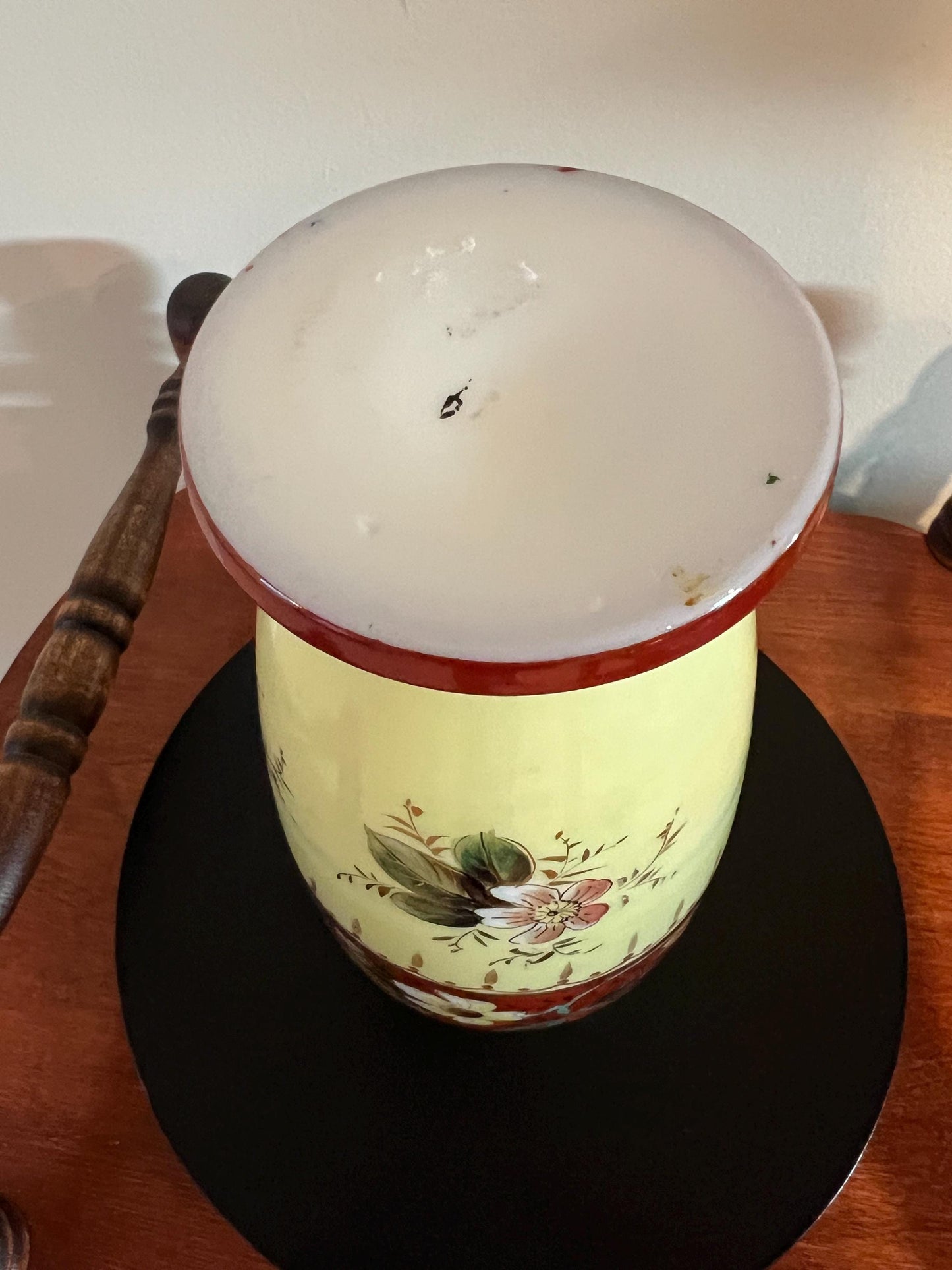 Antique Bristol Opaline Glass Vase Hand Painted Glass Art Vase on Pedestal Lover Antiques and Vintage