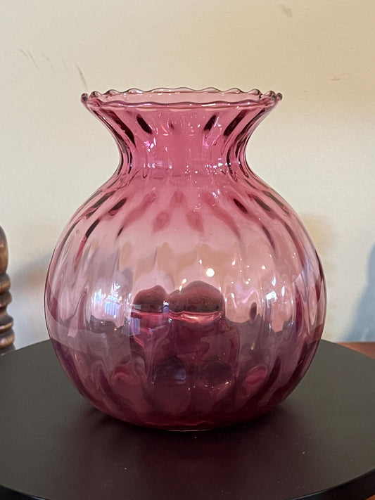 Vintage Cranberry Glass Vase Pink Glass Pink Rose Vase Art Glass Pilgrim Glass Fenton Glass Art Lover Antiques and Vintage