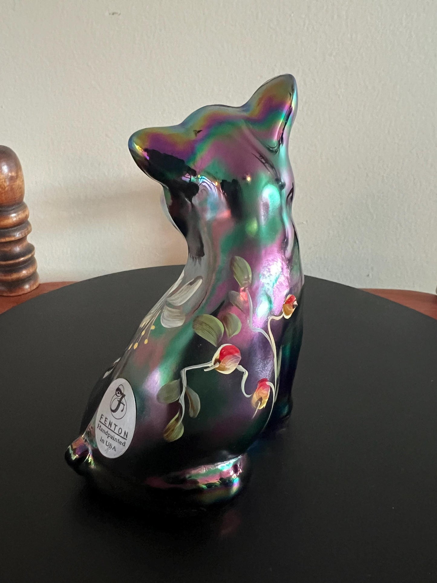 Vintage Fenton Carnival Glass Pig Hand Painted by J. Powell Hard to Find Animal Glass Art Lover Antiques and Vintage