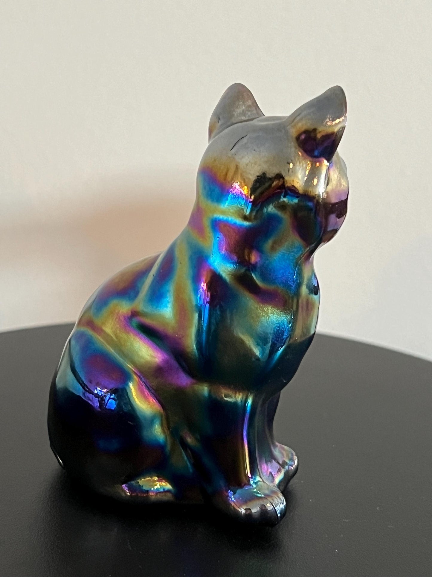 Vintage Fenton Carnival Glass Cat Iridescent Matte Kitty Glass Art Cats Lover Antiques and Vintage